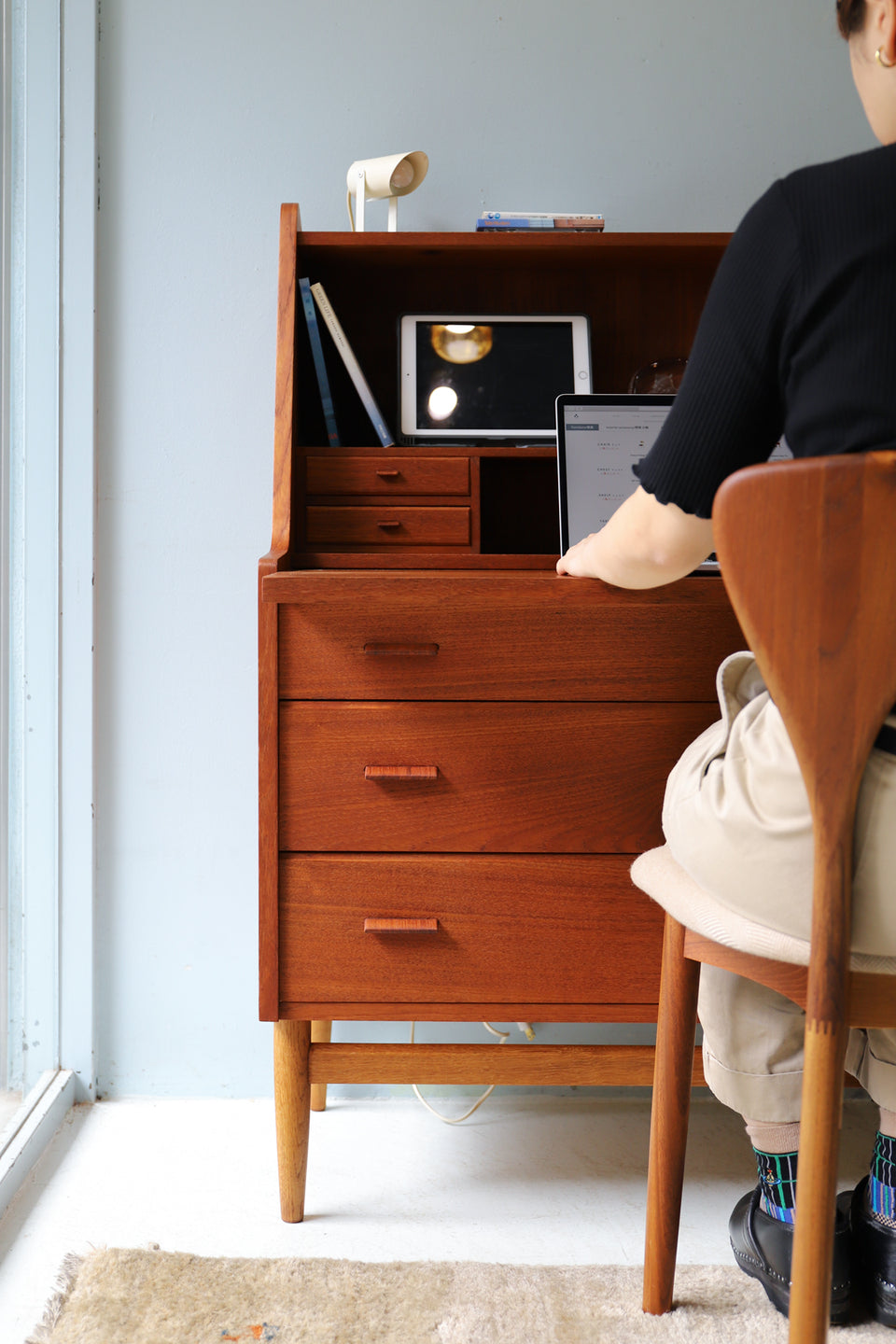 Danish Vintage Writing Desk Bureau Dresser/デンマーク ヴィンテージ ライティング ビューロー 北欧モダン デスク チェスト
