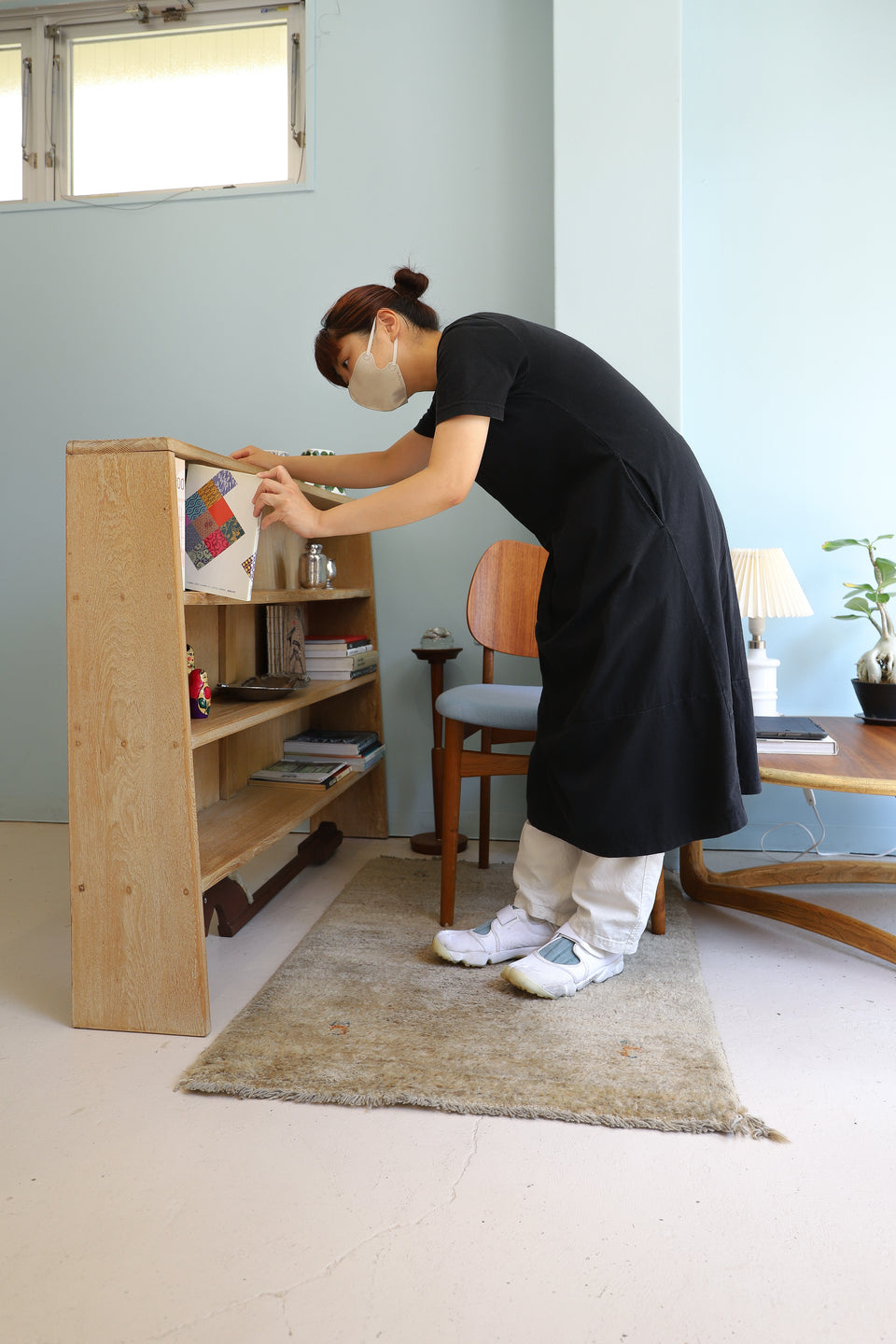 Japanese Vintage Wooden Slim Book Shelf/ジャパンヴィンテージ 木製 ブックシェルフ 本棚 レトロモダン
