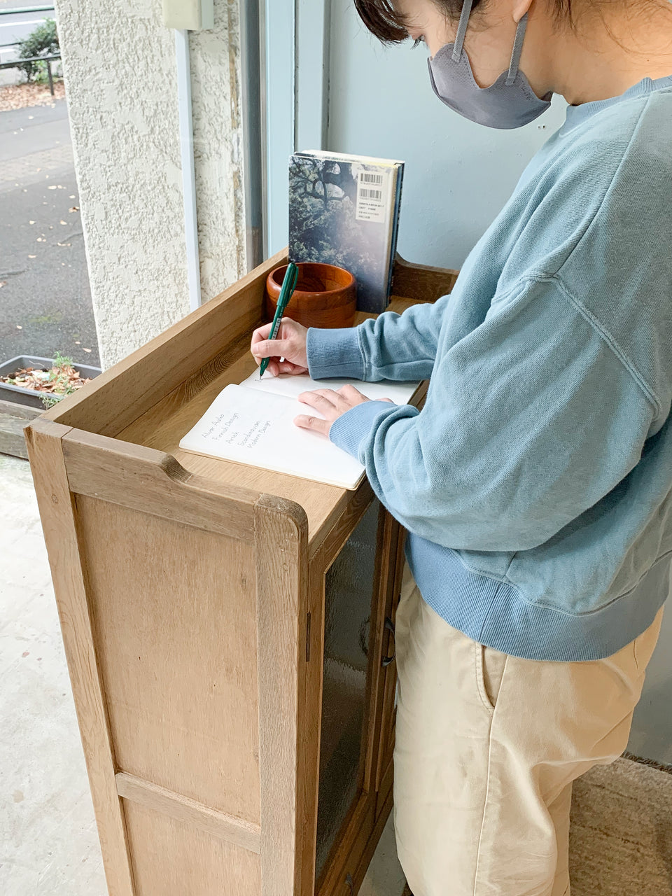 Japanese Vintage Small Glass Cabinet/ジャパンヴィンテージ ダイヤガラス スモールキャビネット