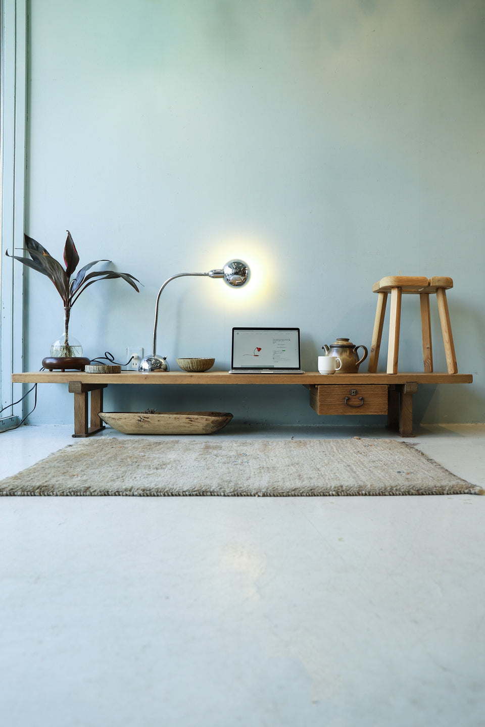 Japanese Vintage Wooden Low Board/ジャパンヴィンテージ ローボード 裁ち台 テレビ台 引き出し 古道具 時代家具