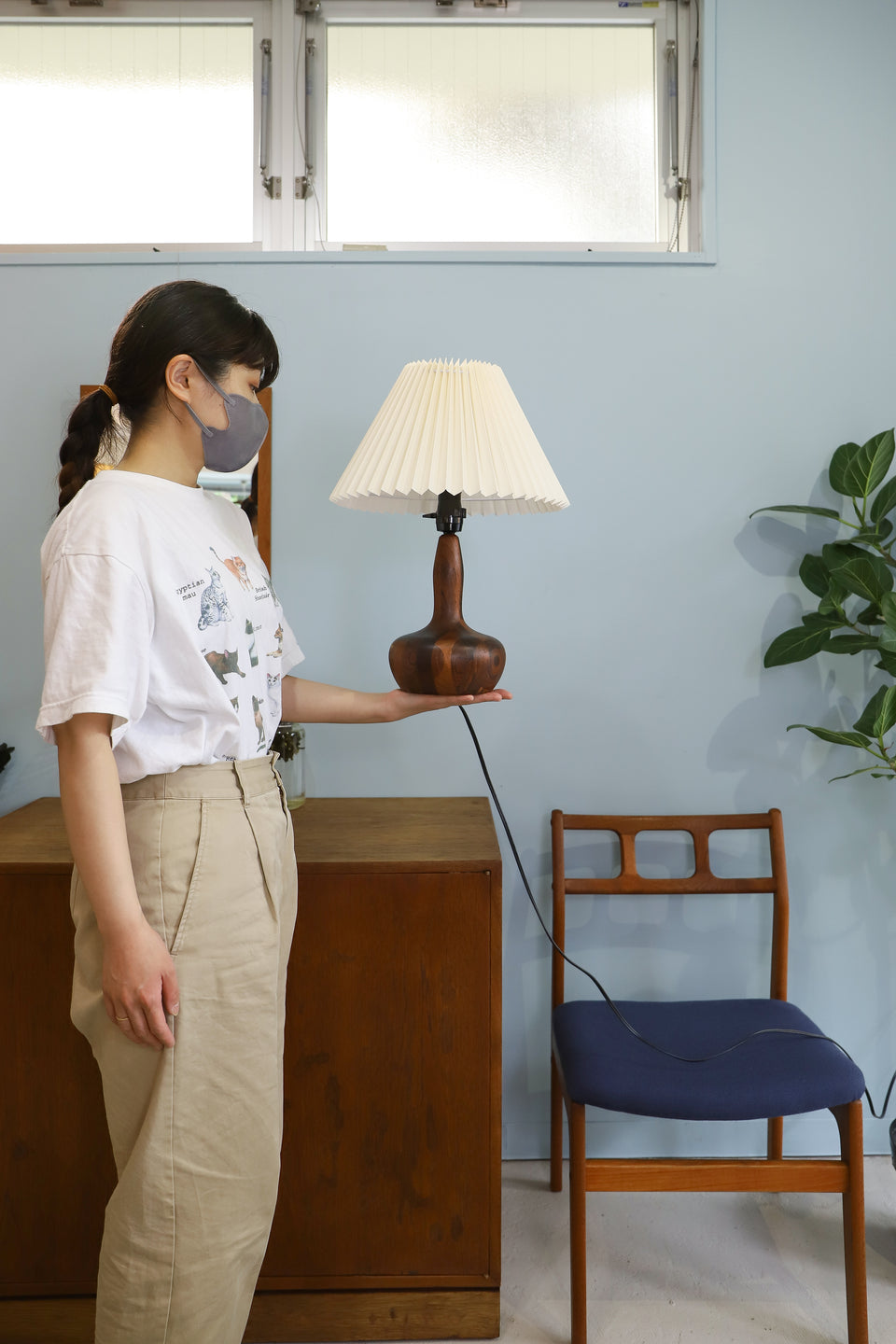 Danish Vintage Parquet Table Lamp Rosewood Teakwood/デンマークヴィンテージ テーブルランプ ローズウッド チーク材 寄木細工 間接照明 北欧インテリア