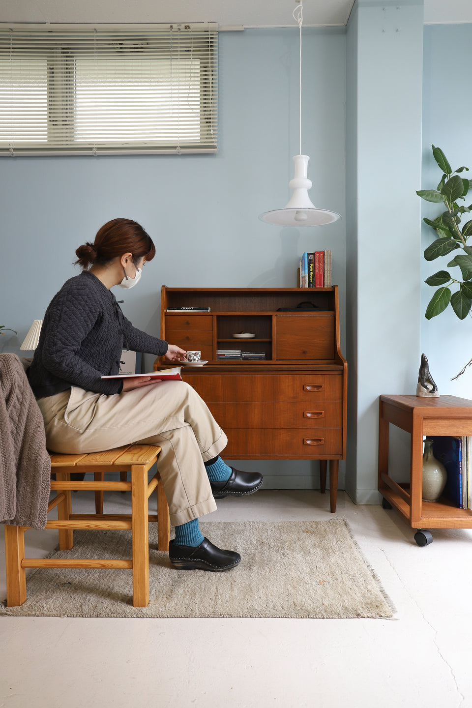 Danish Vintage Teak Writing Bureau with Mirror/デンマークヴィンテージ ライティングビューロー チーク材 ドレッサー 北欧家具