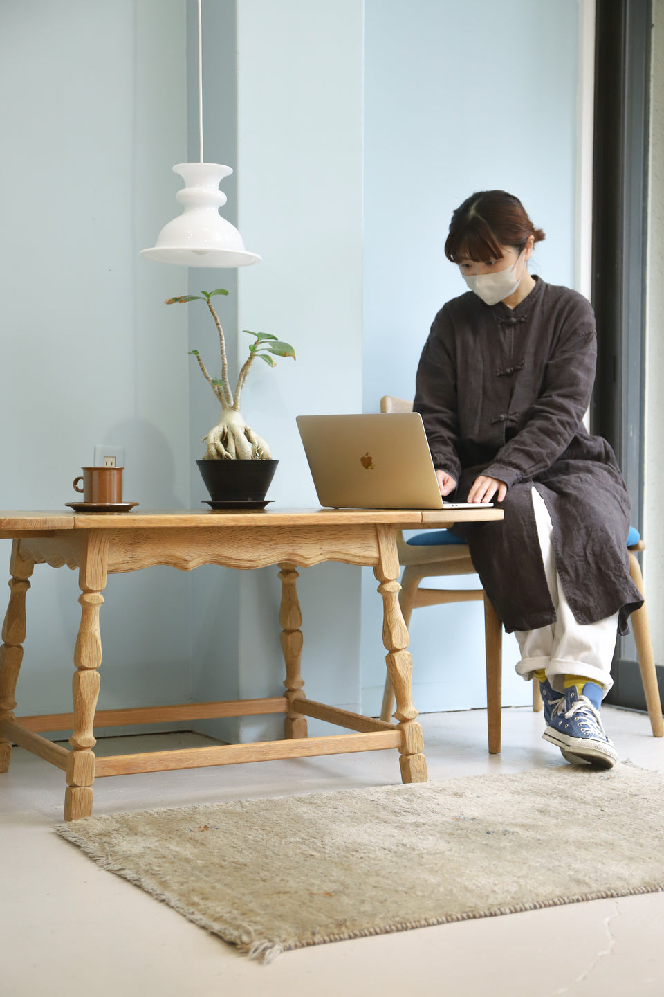 Danish Vintage Tile Top Drop Leaf Coffee Table/デンマークヴィンテージ コーヒーテーブル タイルトップ ドロップリーフ オーク材 北欧家具