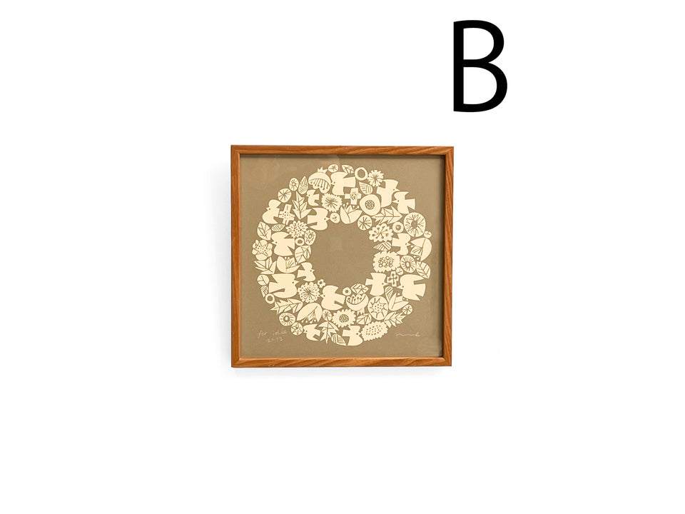 BIRDS' WORDS WREATH Graphic Poster Frame/バーズワーズ リース ポスター アート 額 IDEE