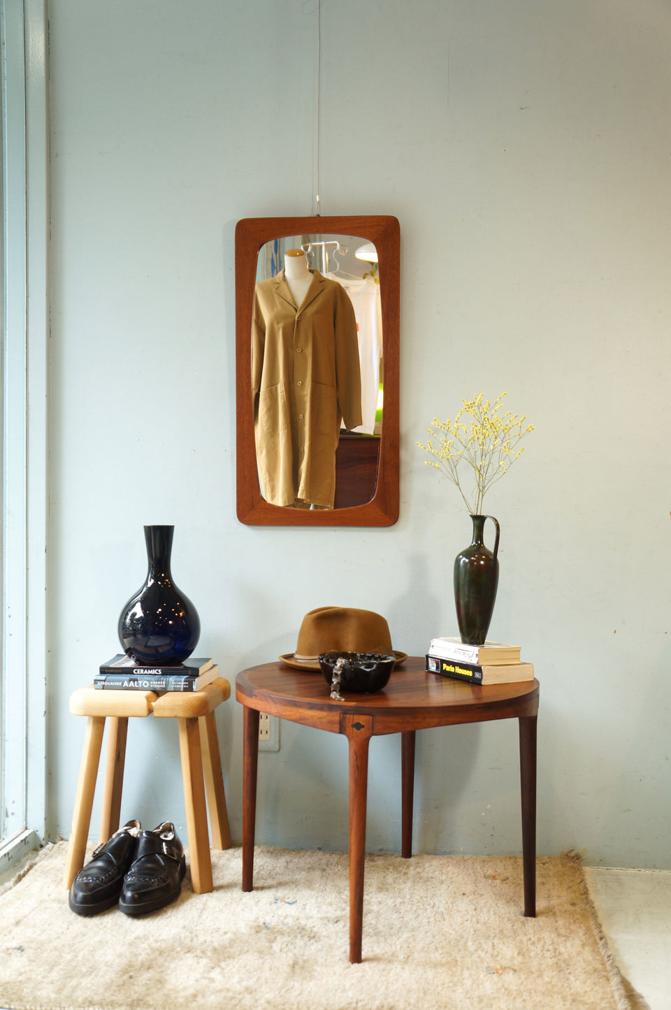 Danish Vintage Teak Wall Mirror/デンマークヴィンテージ ウォールミラー 壁掛けミラー チーク材