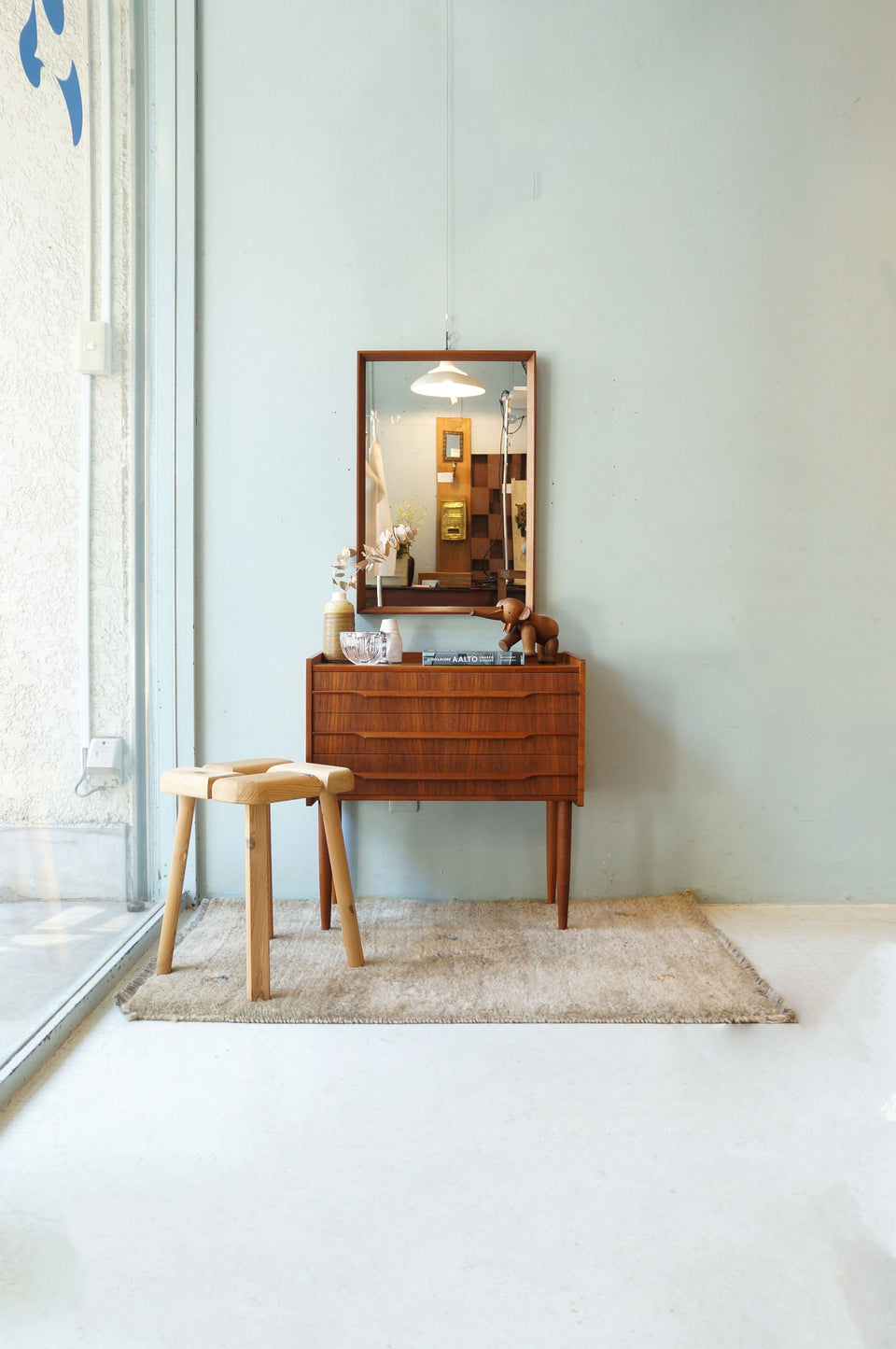 Teakwood Wall Mirror Danish Vintage/ウォールミラー 壁掛け鏡 チーク材 デンマークヴィンテージ