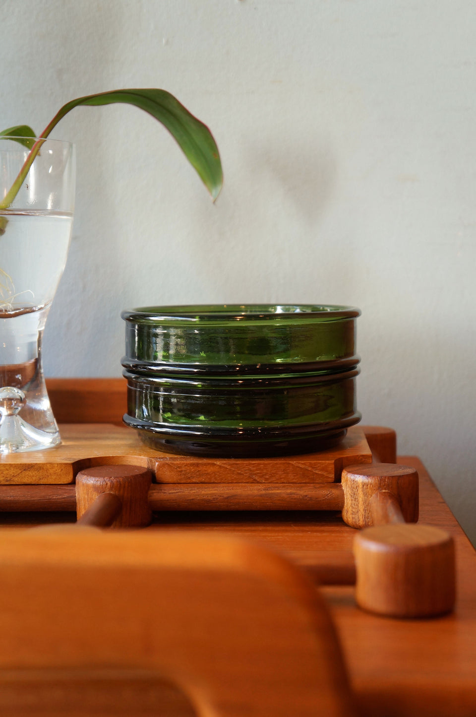 NISSEN Teak Glass Tray Danish Vintage/ニッセン チーク材 ガラス トレイ デンマークヴィンテージ
