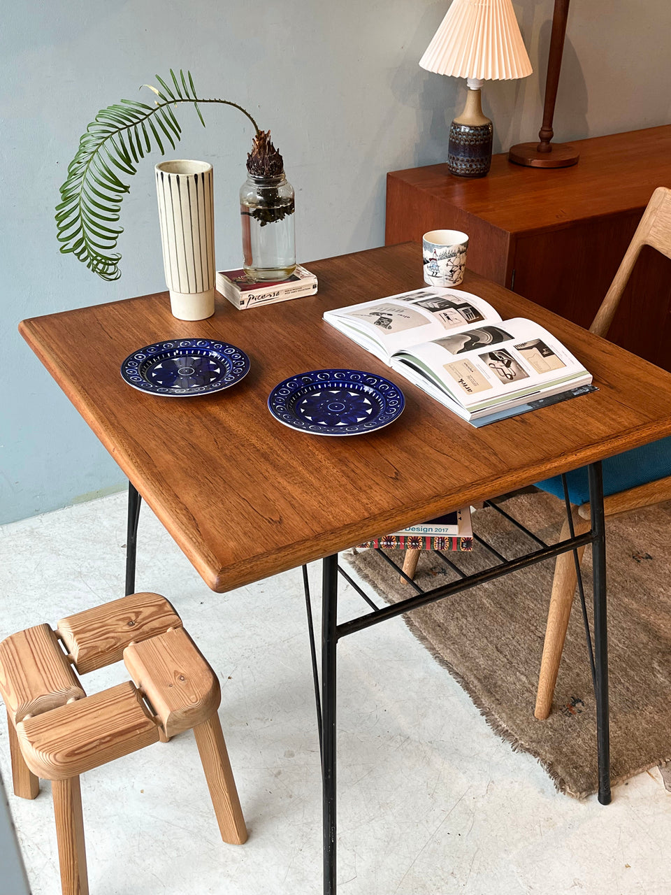 Old Lumber Iron Leg Square Table/古材 リメイクテーブル デスク アイアンレッグ チーク材
