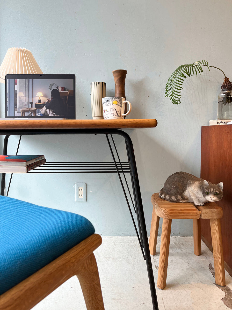 Old Lumber Iron Leg Square Table/古材 リメイクテーブル デスク アイアンレッグ チーク材