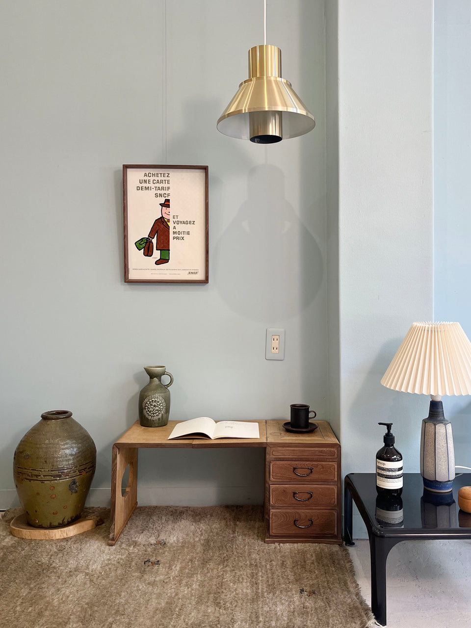 Japanese Antique Folding Low Desk/三つ折り文机 古道具 山田梅吉 大正アンティーク