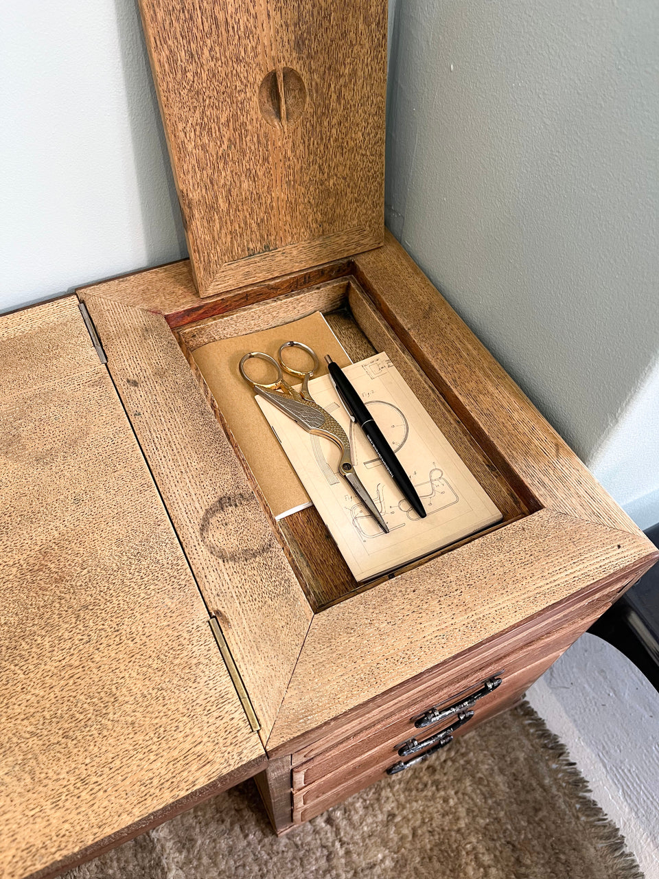 Japanese Antique Folding Low Desk/三つ折り文机 古道具 山田梅吉 大正アンティーク