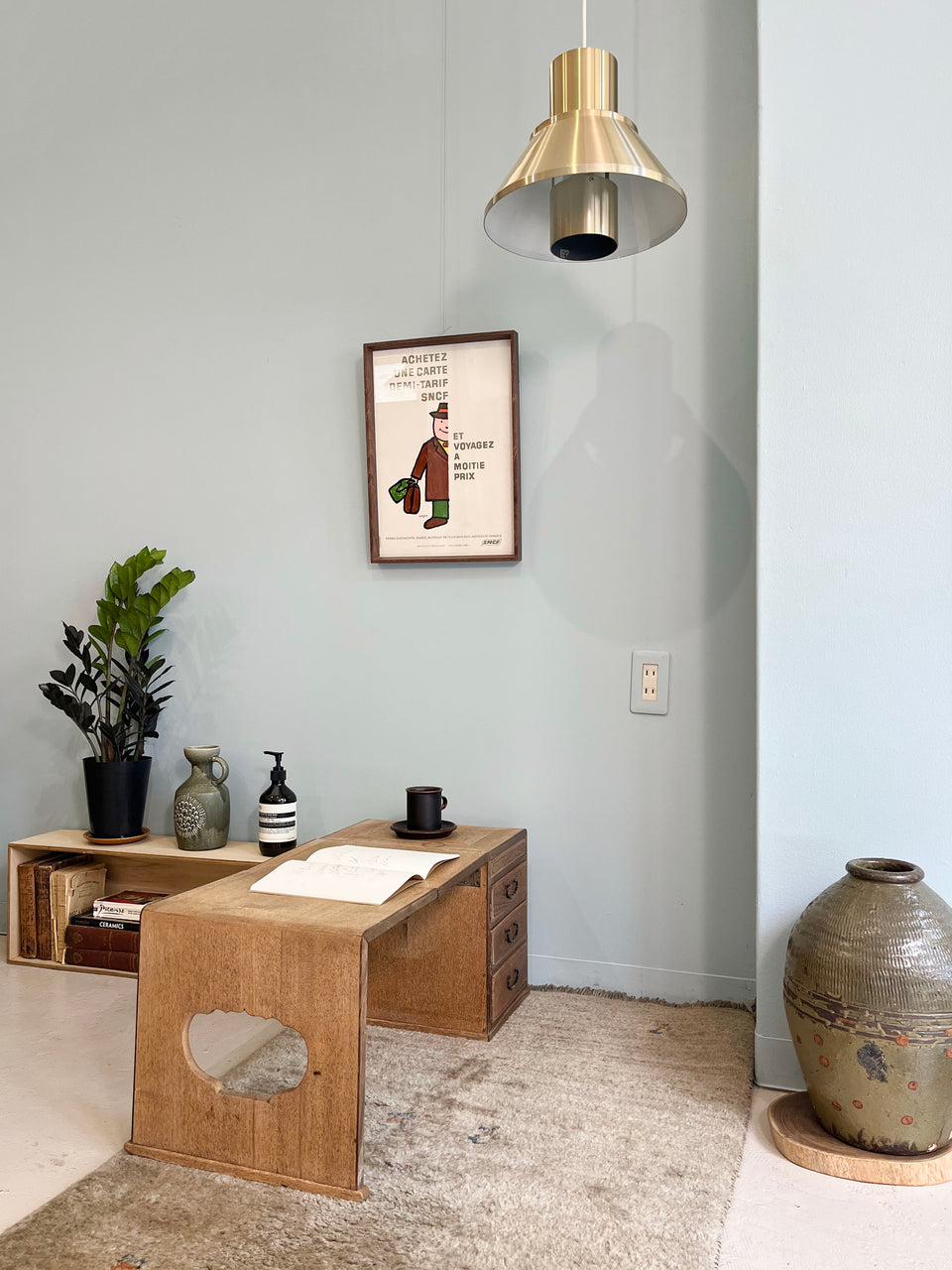 Japanese Antique Folding Low Desk/三つ折り文机 古道具 山田梅吉 大正アンティーク