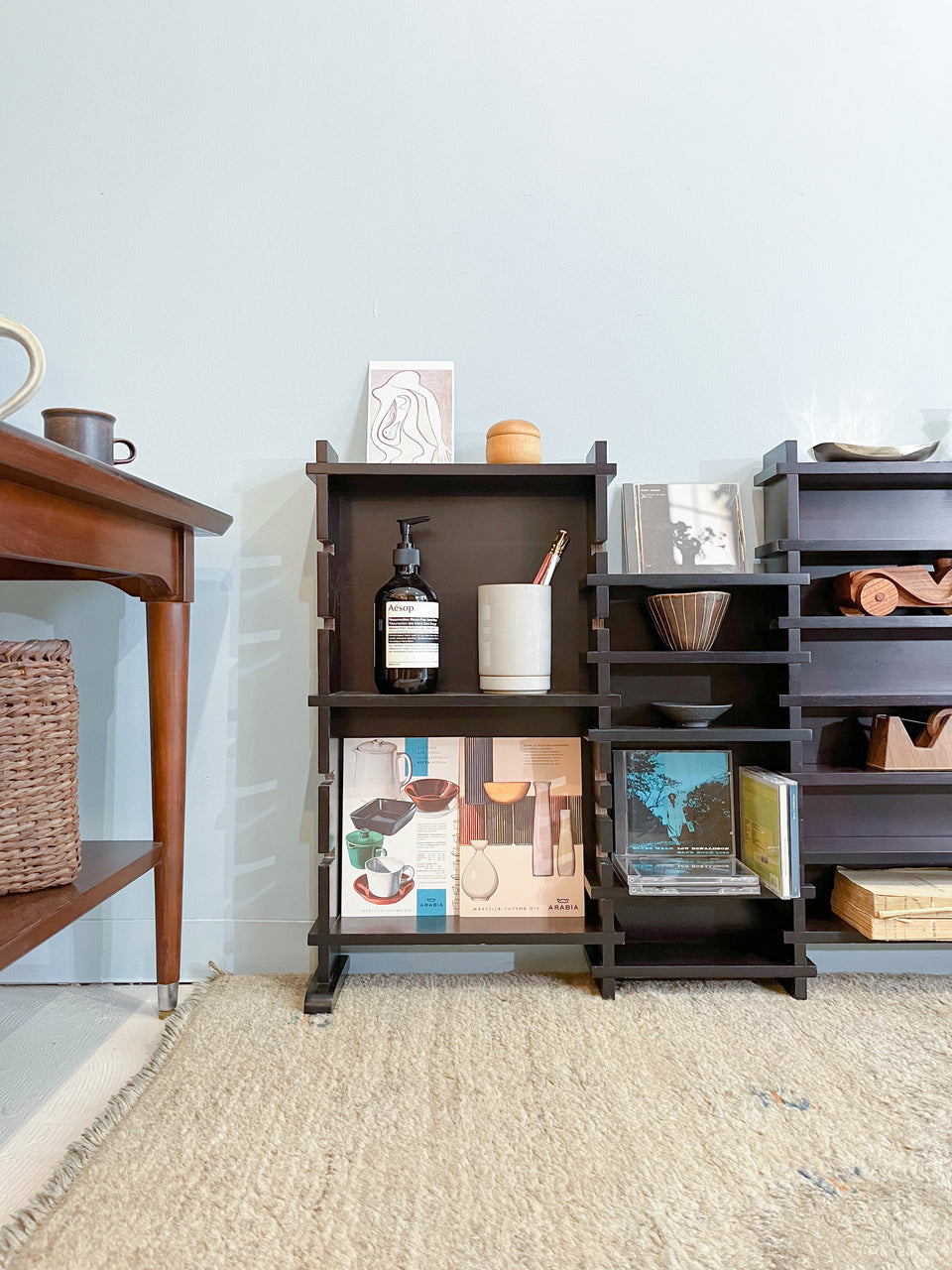 Japanese Vintage Lattice Shelf Wall Rack/格子型シェルフ ウォールラック レトロモダン 棚 収納