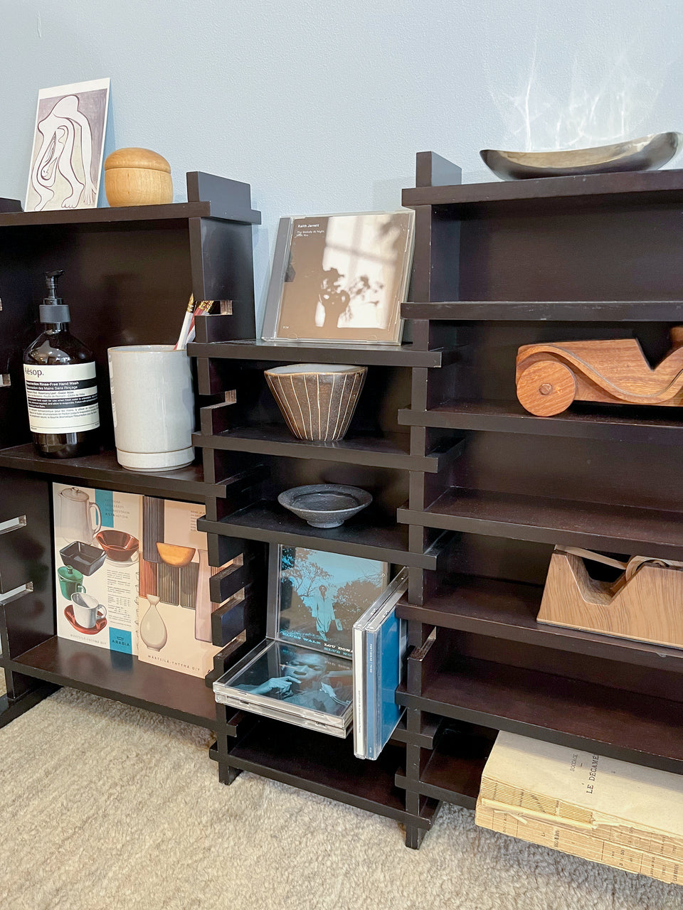 Japanese Vintage Lattice Shelf Wall Rack/格子型シェルフ ウォールラック レトロモダン 棚 収納