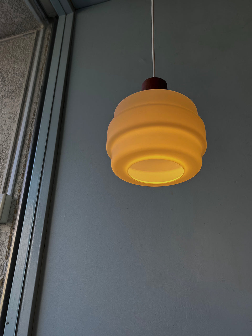 Vintage Pendant Light Flosted Glass Teak Danish/デンマークヴィンテージ ペンダントライト フロストガラス チーク 照明