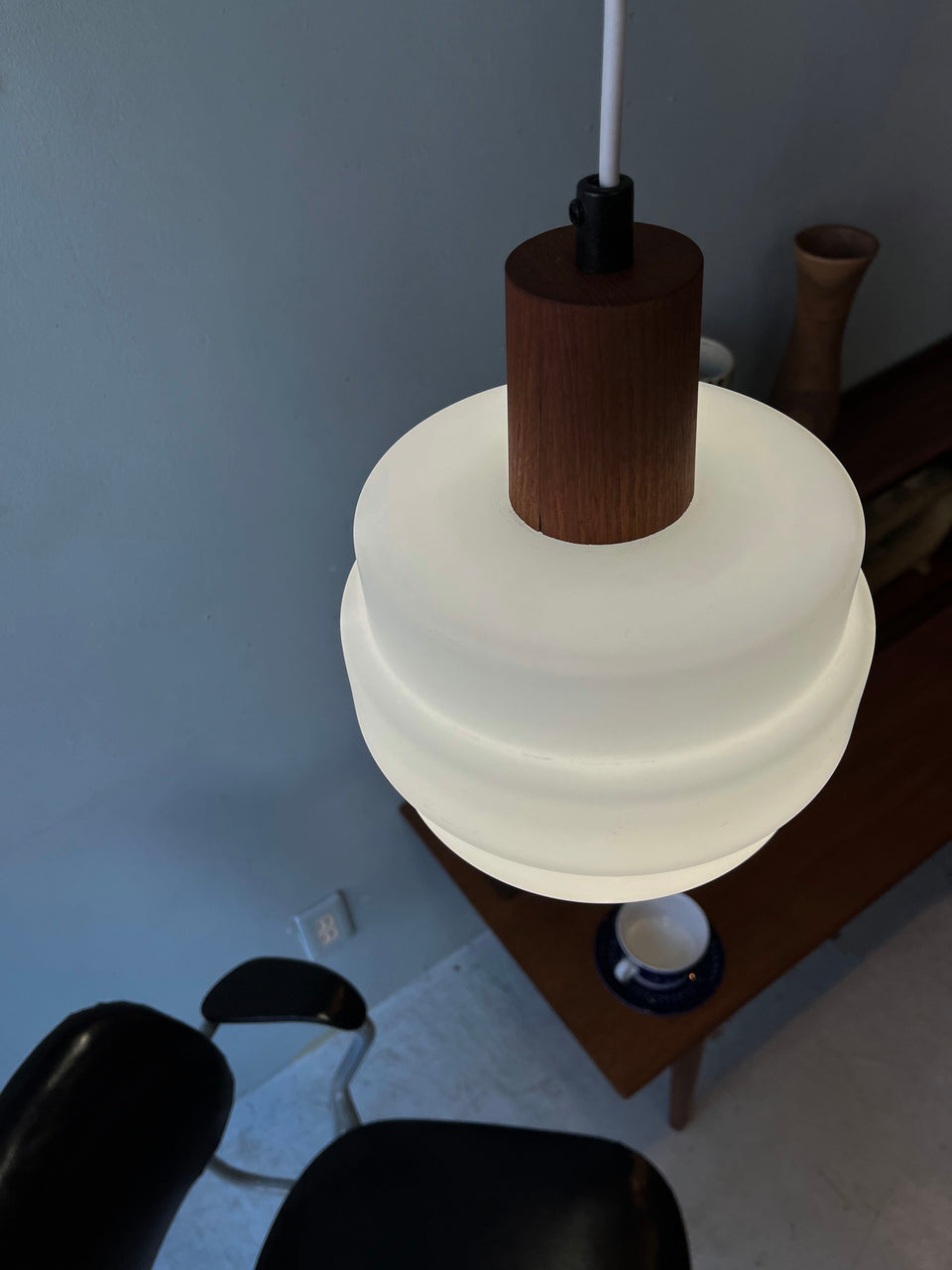 Vintage Pendant Light Flosted Glass Teak Danish/デンマークヴィンテージ ペンダントライト フロストガラス チーク 照明