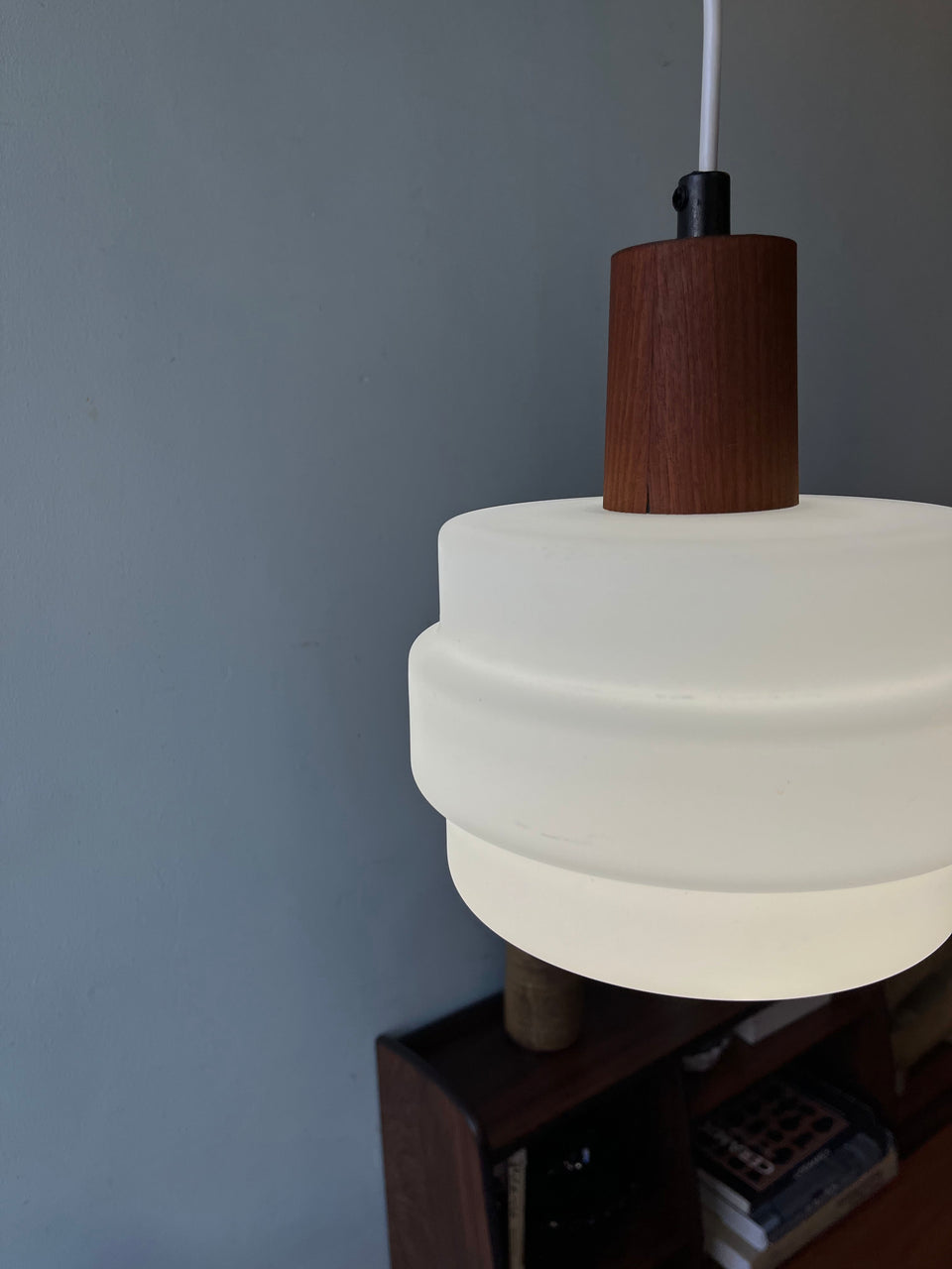 Vintage Pendant Light Flosted Glass Teak Danish/デンマークヴィンテージ ペンダントライト フロストガラス チーク 照明