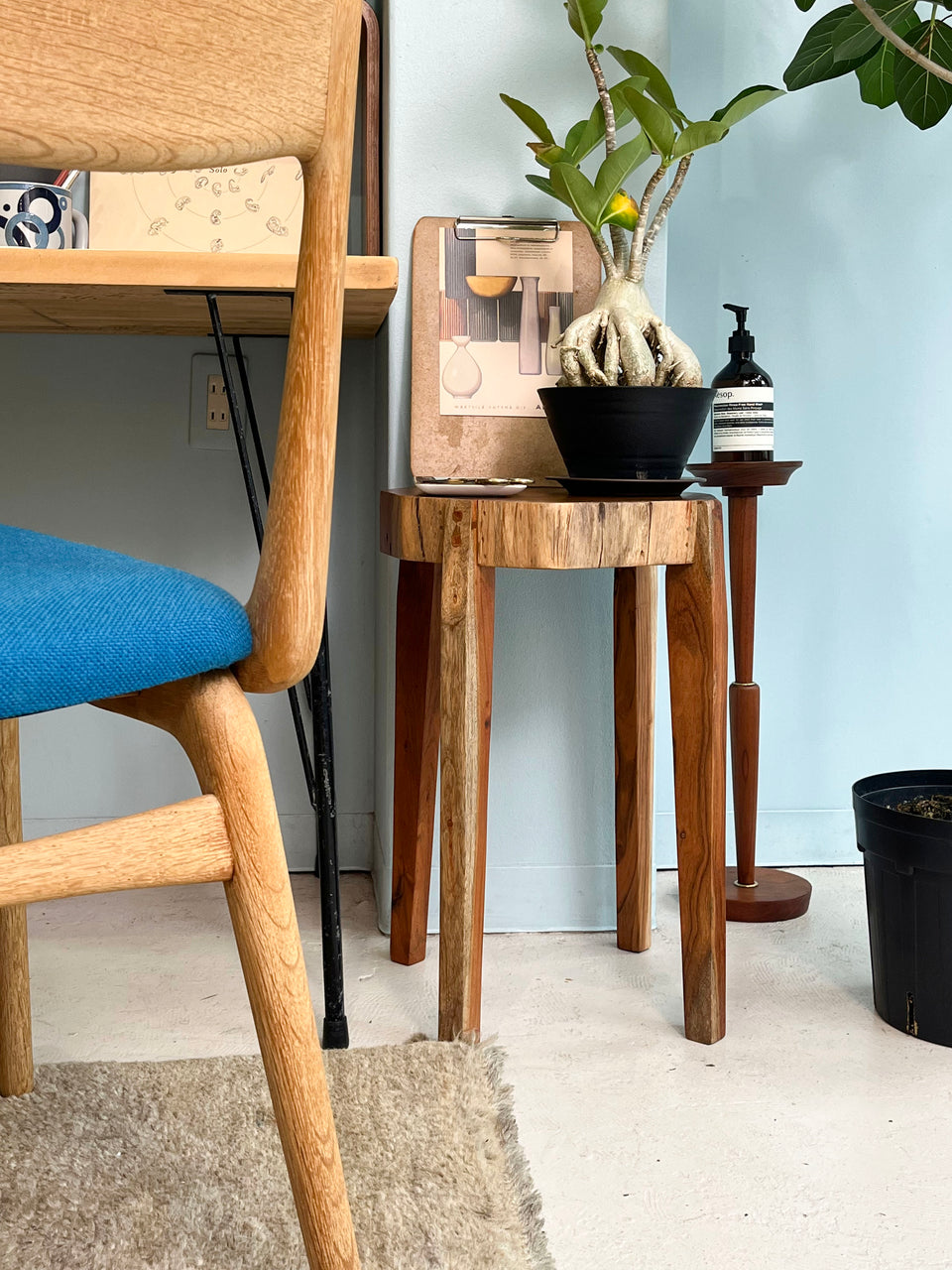 Solid Wood Side Table Floor Stand/無垢材 サイドテーブル 花台 一枚板
