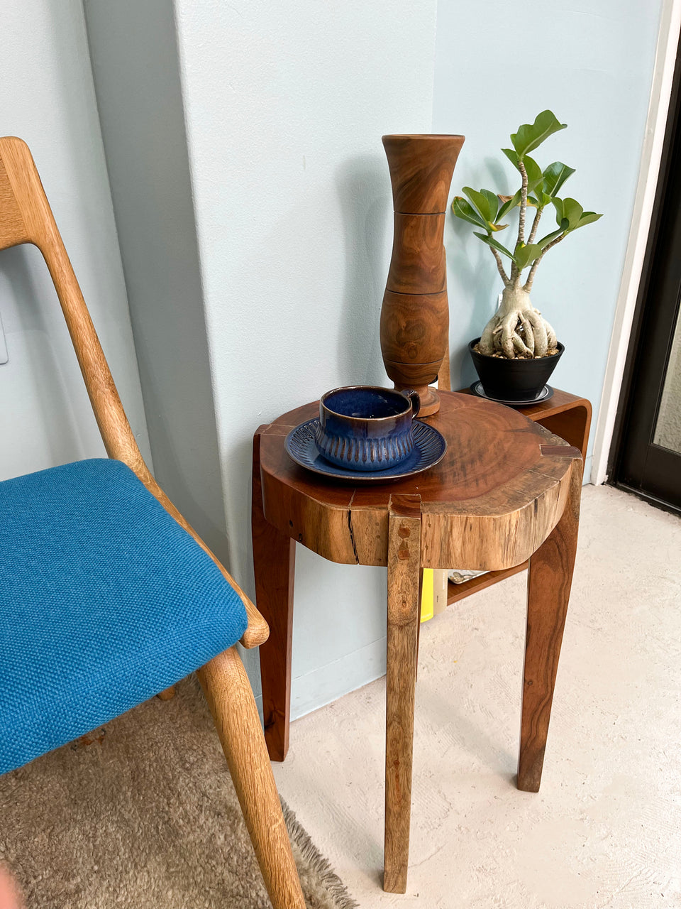 Solid Wood Side Table Floor Stand/無垢材 サイドテーブル 花台 一枚板