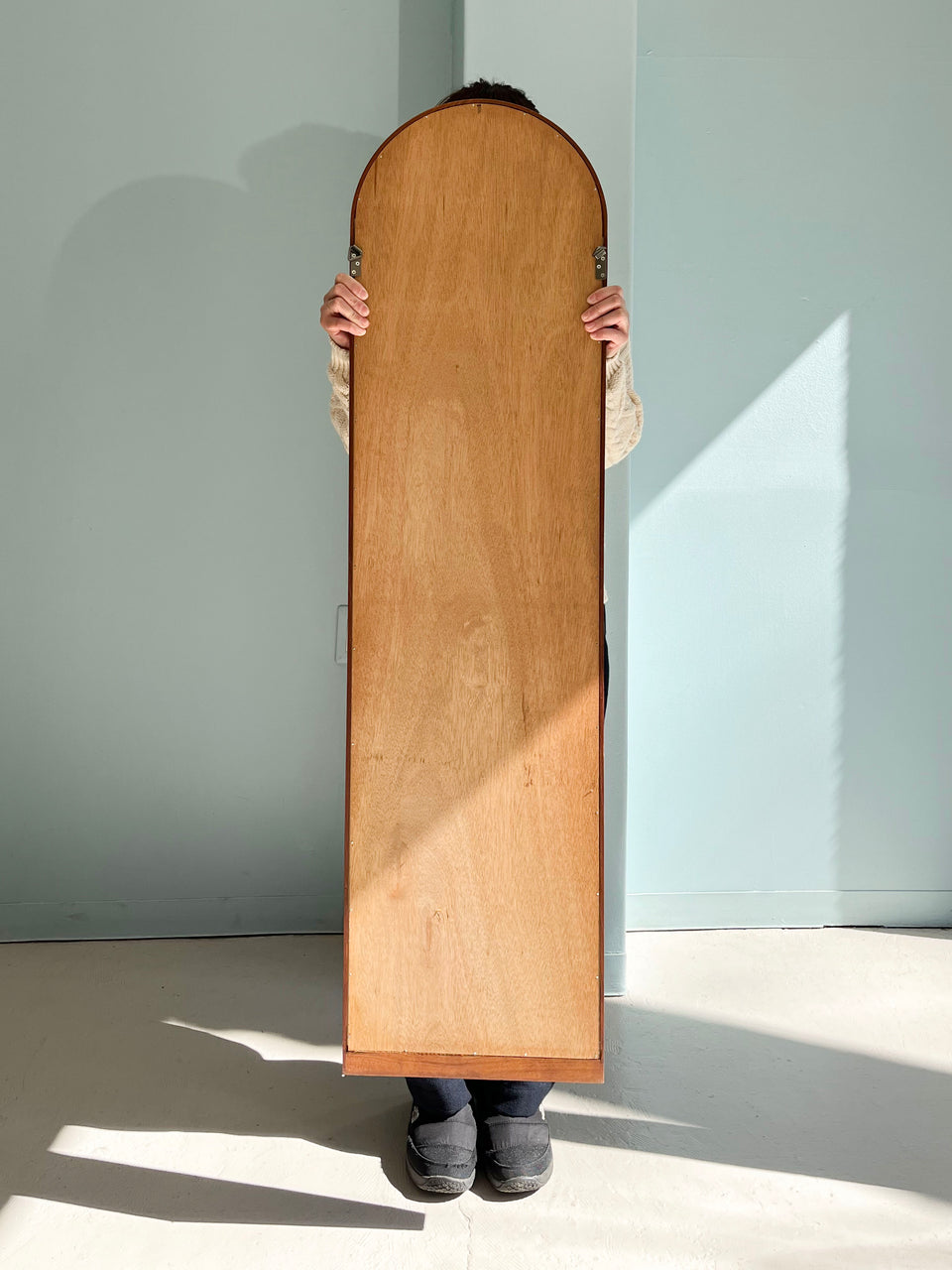 Teakwood Arched Frame Full-length Mirror/チーク材 姿見 ミラー アーチ型フレーム