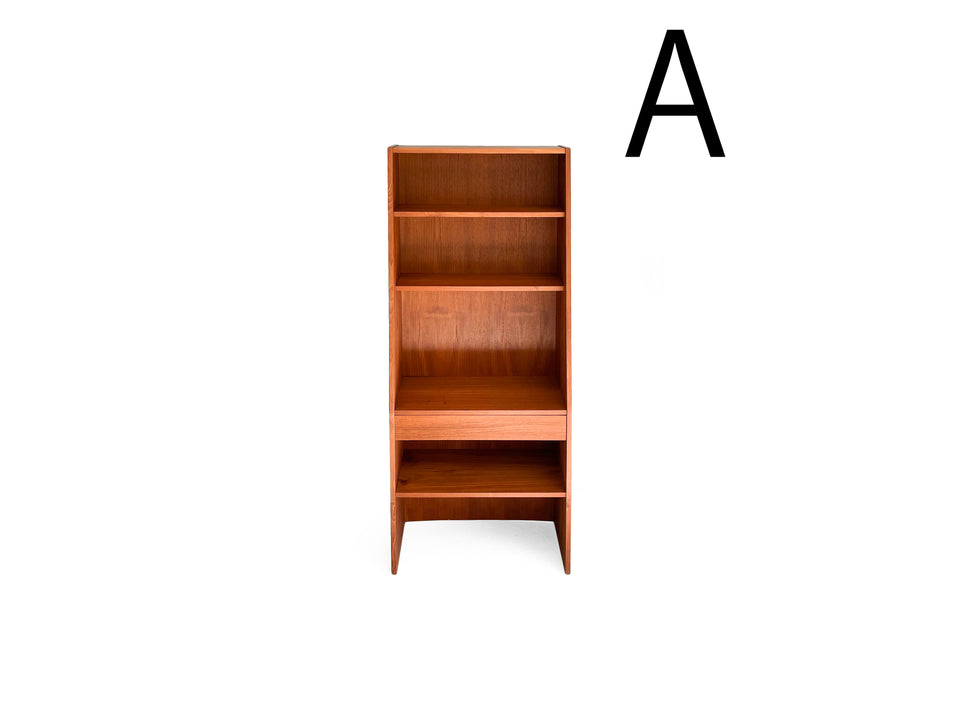 Danish Vintage Teakwood Slim Bookcase Dresser/デンマークヴィンテージ ブックケース 本棚 ドレッサー ミラー チーク材 収納 北欧家具