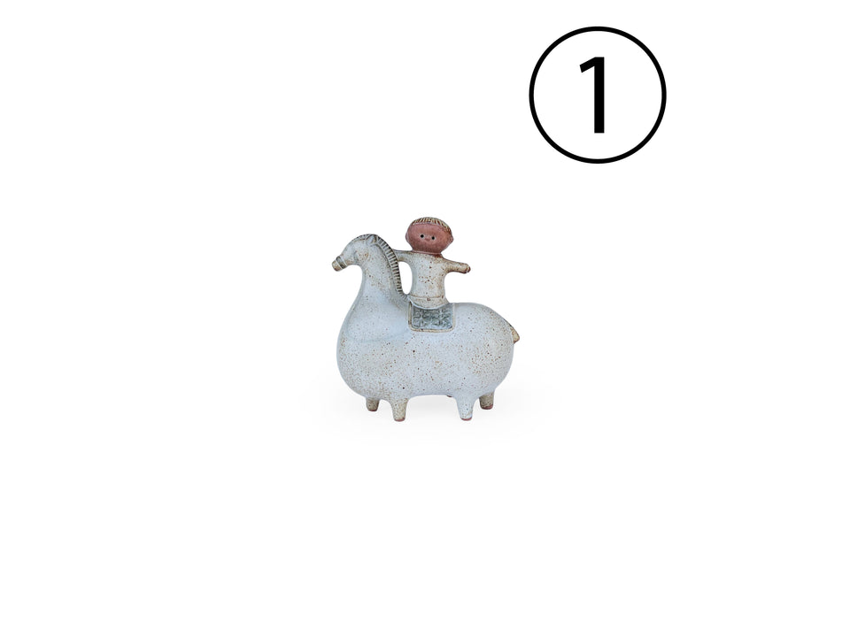 Japanese Vintage Pottery “Boy on Horse”/ジャパンヴィンテージ 陶器 馬に乗った男の子 置物 北欧スタイル