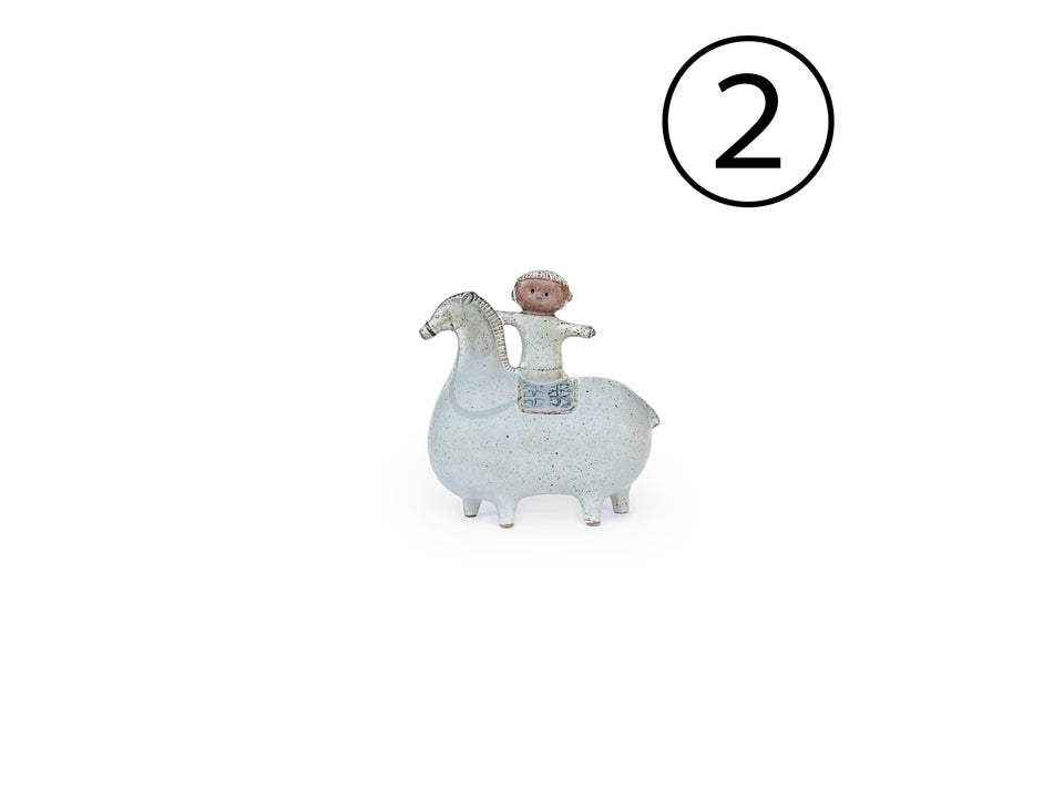 Japanese Vintage Pottery “Boy on Horse”/ジャパンヴィンテージ 陶器 馬に乗った男の子 置物 北欧スタイル