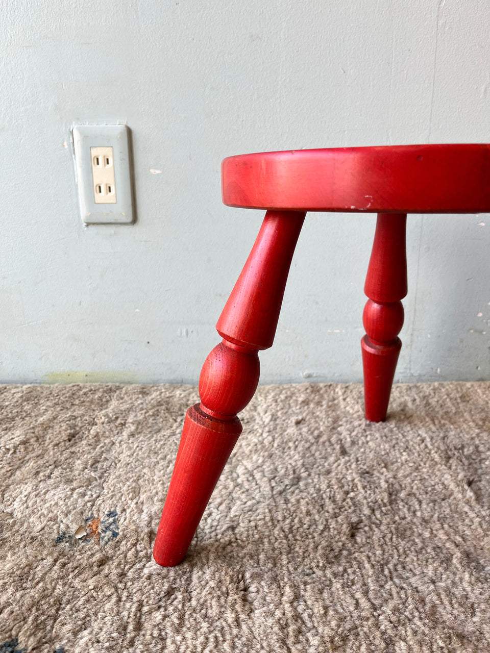 HIDA Milk Stool Red Japanese Modern/飛騨産業 ミルクスツール キツツキマーク 花台 椅子 ヴィンテージ