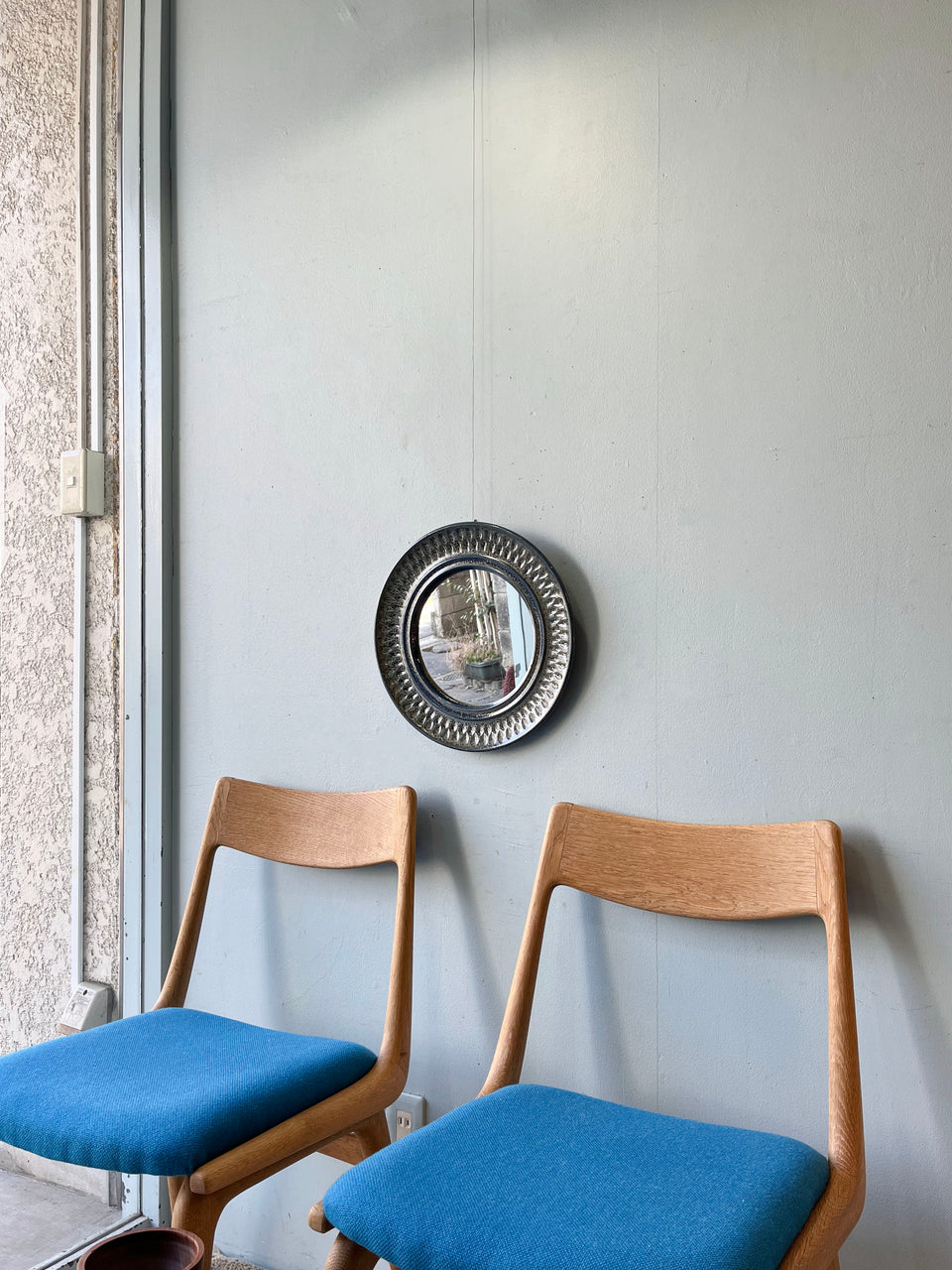 Ceramic Round Wall Mirror Scandinavian Vintage/北欧ヴィンテージ ラウンドウォールミラー 陶器 北欧インテリア