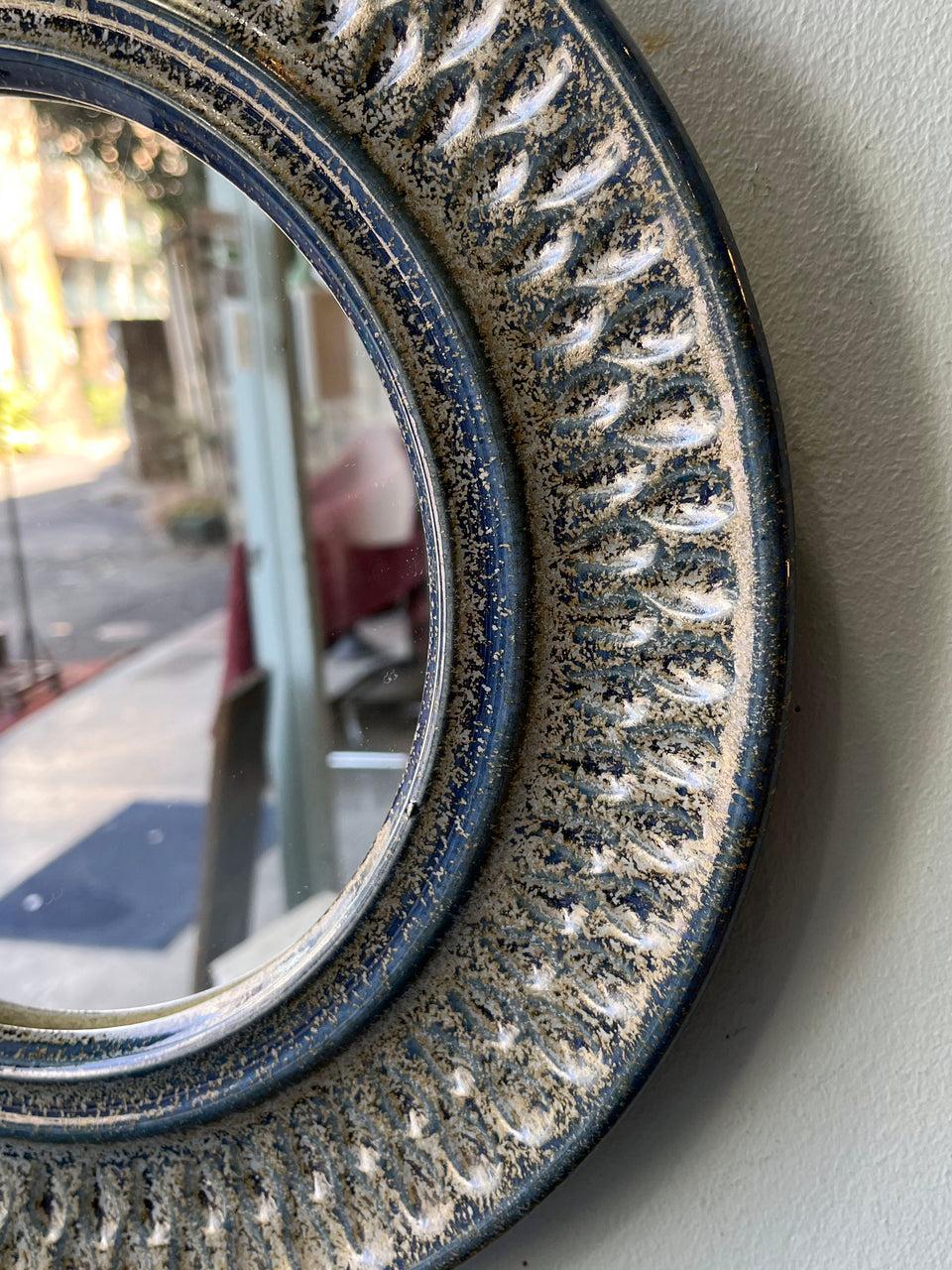 Ceramic Round Wall Mirror Scandinavian Vintage/北欧ヴィンテージ ラウンドウォールミラー 陶器 北欧インテリア