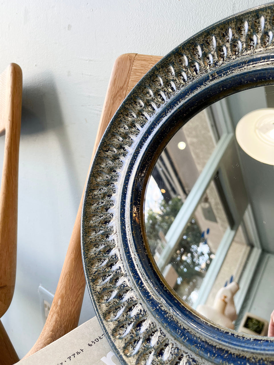 Ceramic Round Wall Mirror Scandinavian Vintage/北欧ヴィンテージ ラウンドウォールミラー 陶器 北欧インテリア