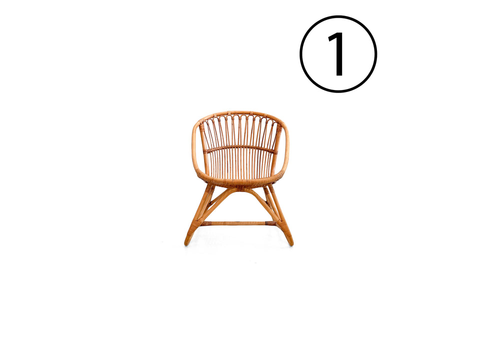 Japanese Vintage Yamakawa Rattan Arm Chair Side Table/山川ラタン アームチェア 菊椅子 サイドテーブル ジャパンヴィンテージ