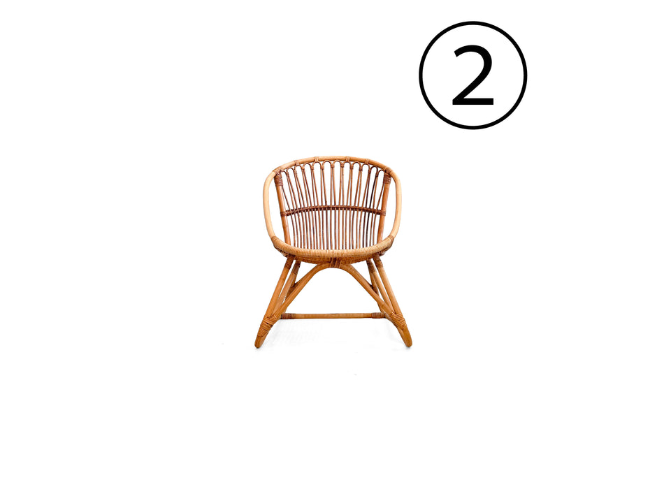 Japanese Vintage Yamakawa Rattan Arm Chair Side Table/山川ラタン アームチェア 菊椅子 サイドテーブル ジャパンヴィンテージ