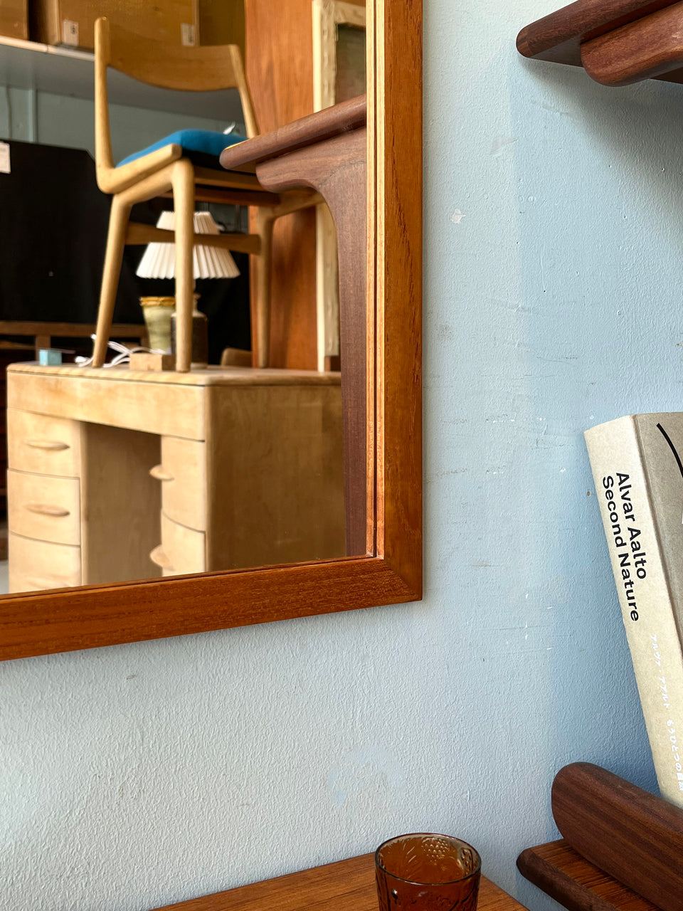 Teakwood Frame Wall Mirror Danish Vintage/デンマークヴィンテージ ウォールミラー チーク材 壁掛け鏡 北欧インテリア