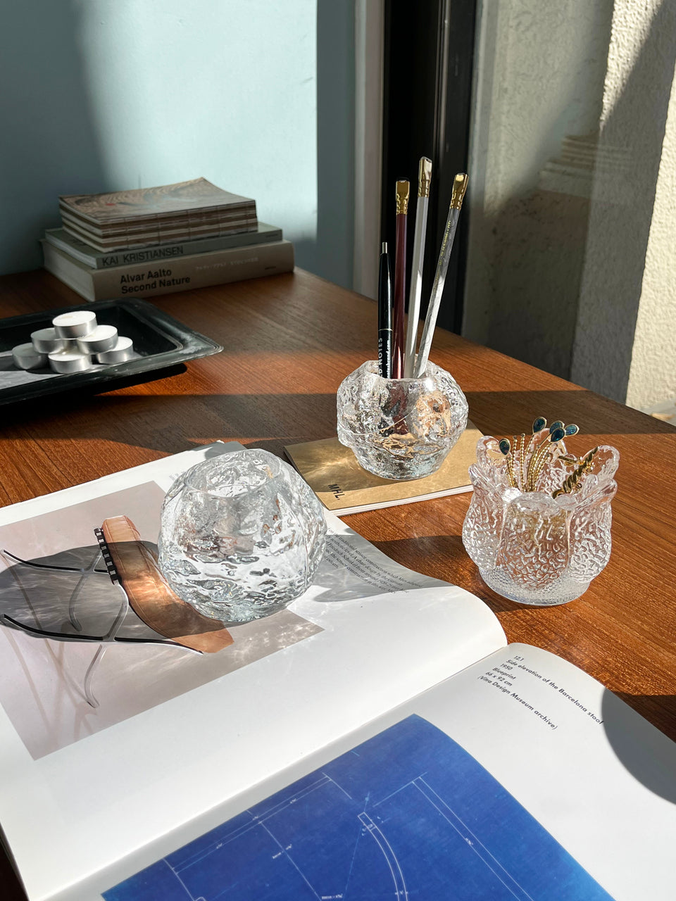 Swedish Glass Candle Holder/スウェーデン ガラス キャンドルホルダー 北欧インテリア