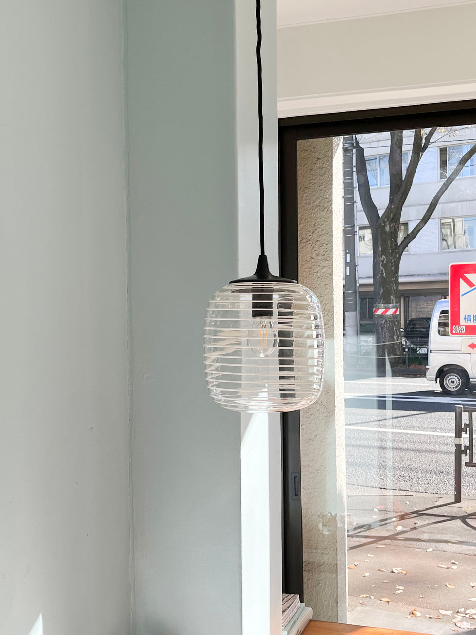 Japanese Vintage Clear Glass Shade Pendant Light/ジャパンヴィンテージ ペンダントライト ガラスシェード レトロ 照明