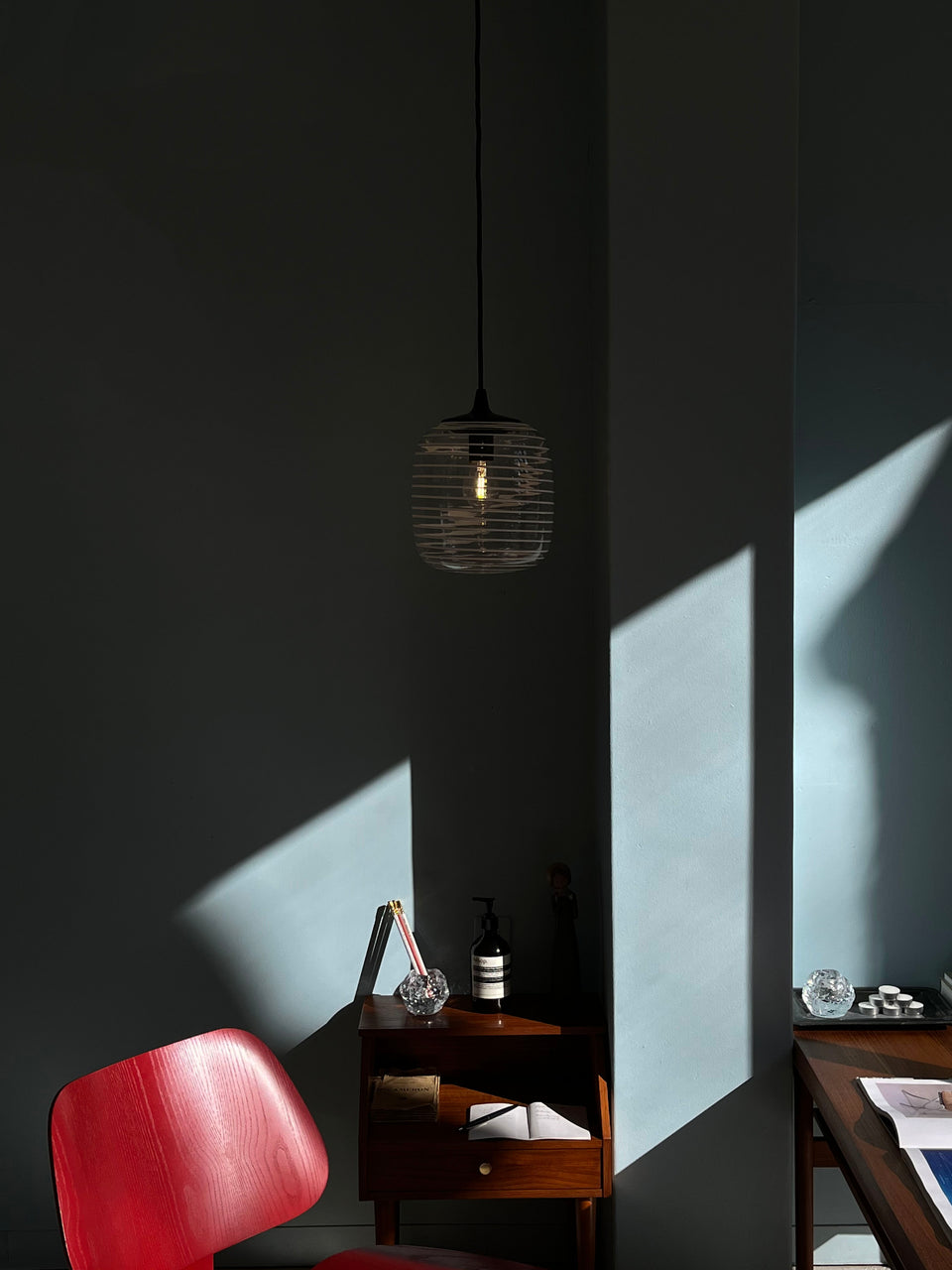 Japanese Vintage Clear Glass Shade Pendant Light/ジャパンヴィンテージ ペンダントライト ガラスシェード レトロ 照明
