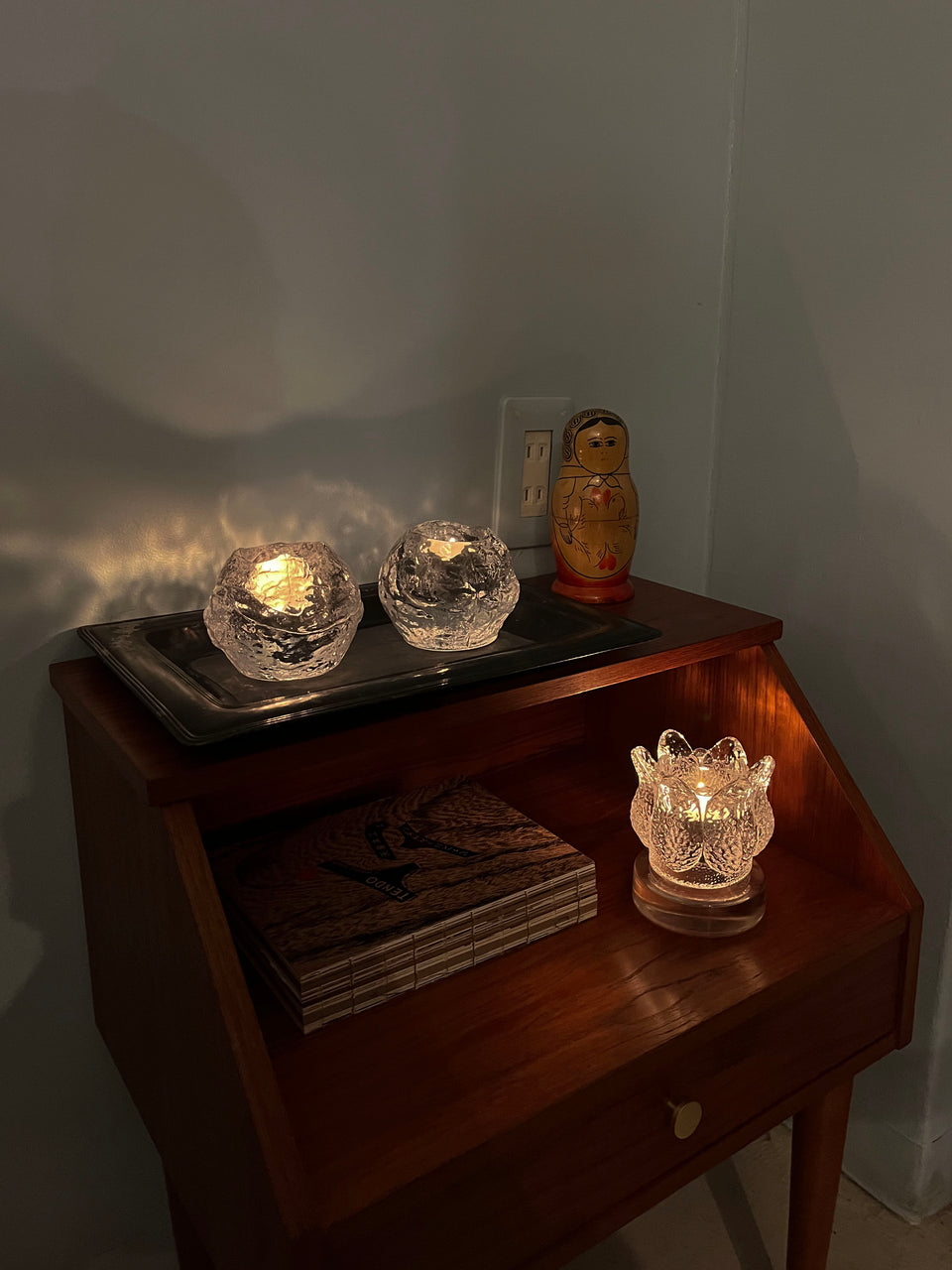 Swedish Glass Candle Holder/スウェーデン ガラス キャンドルホルダー 北欧インテリア