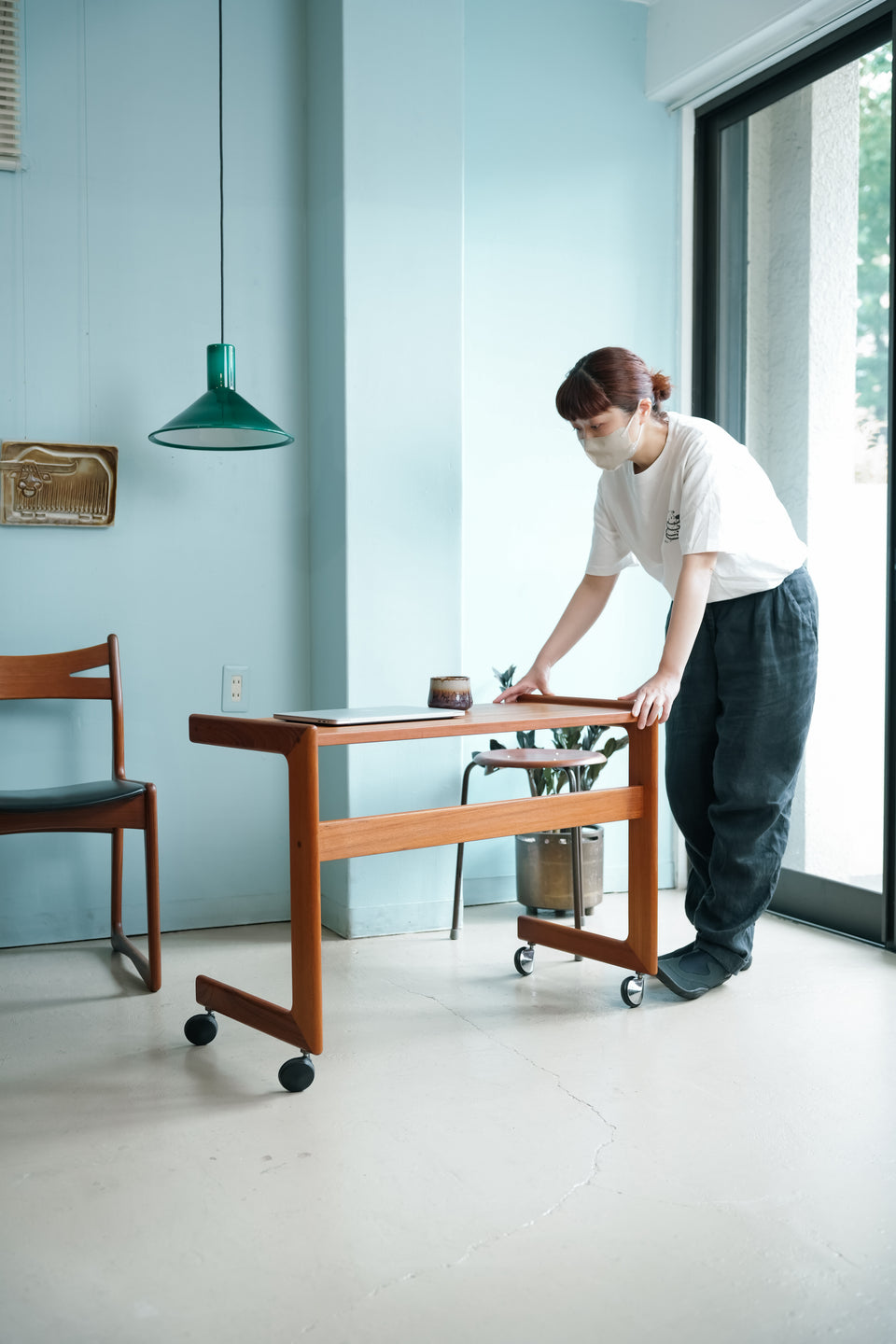 Danish Vintage Teak Working Table/デンマークヴィンテージ ワークテーブル キャスター付き チーク材