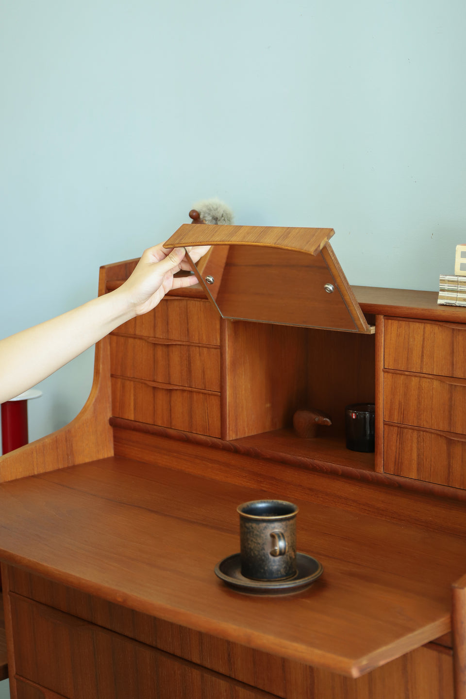 Danish Vintage Writing Bureau with Mirror/デンマークヴィンテージ ライティングビューロー ミラー付き 北欧家具