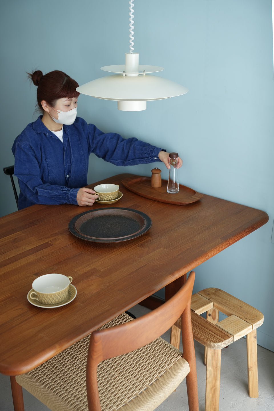 Japanese Vintage Teakwood Dining Table/ジャパンヴィンテージ ダイニングテーブル チーク集成材 北欧モダン

