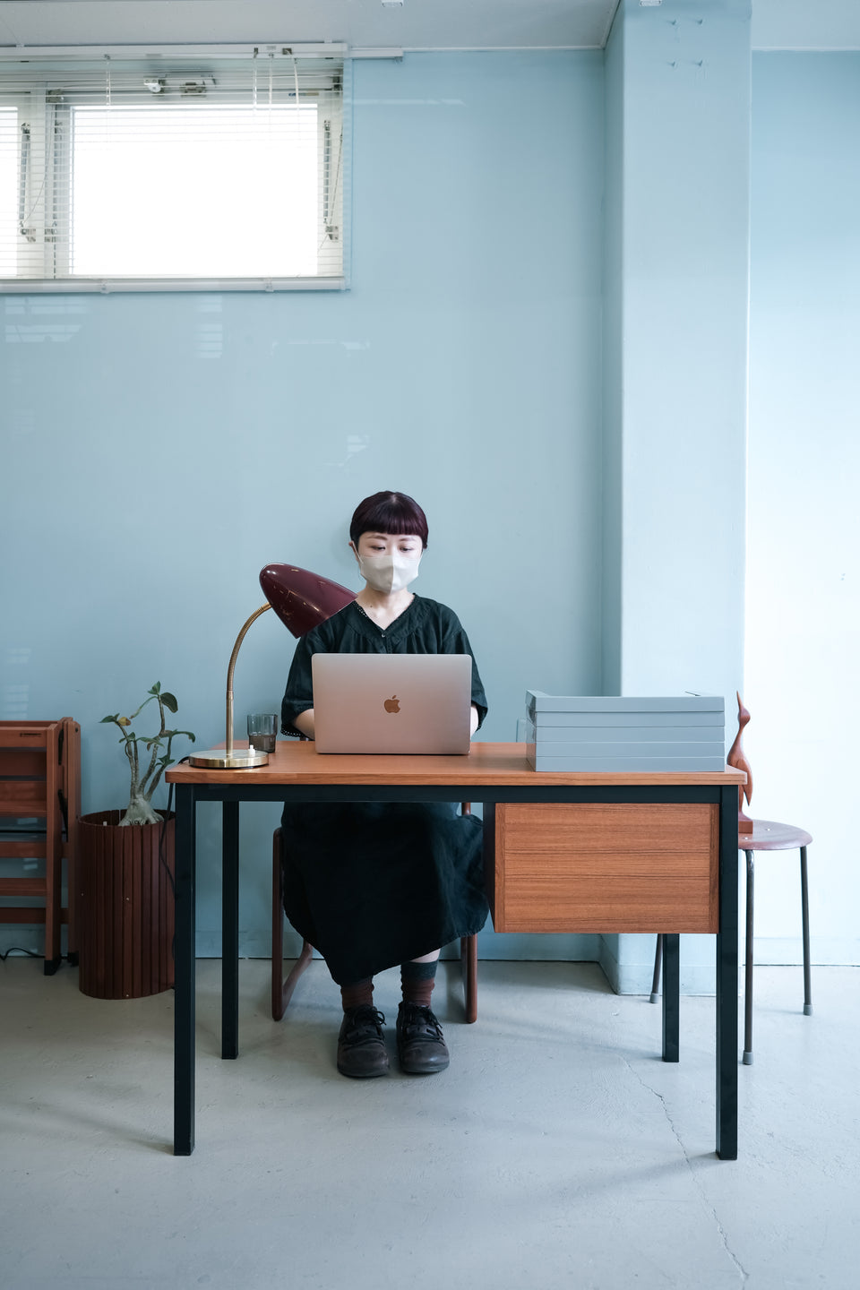 Scandinavian Vintage Teak Iron Desk/北欧ヴィンテージ 片袖デスク チーク材
