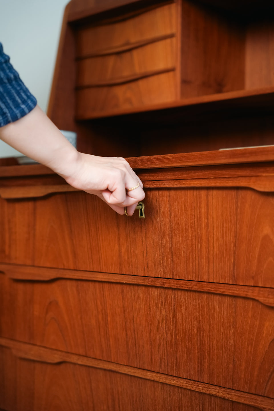 Teak Writing Bureau with Mirror Danish Vintage/デンマークヴィンテージ ライティングビューロー ドレッサー チーク材