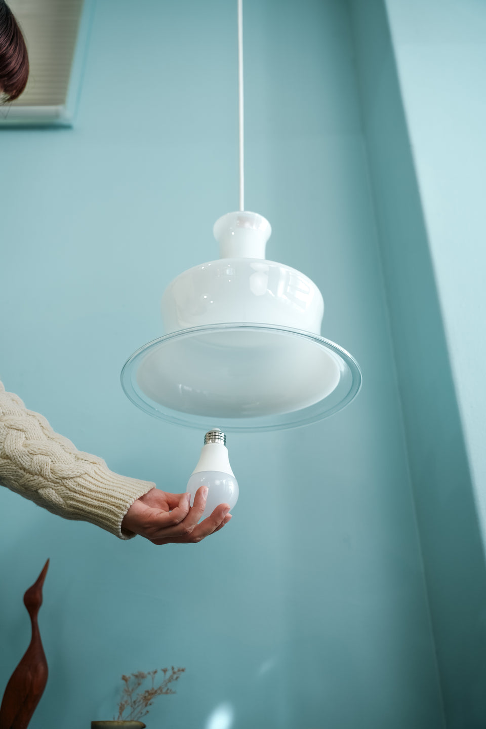 Holmegaard Pendant Light Sonate White/ホルムガード ペンダントライト ソナタ 照明 デンマークヴィンテージ