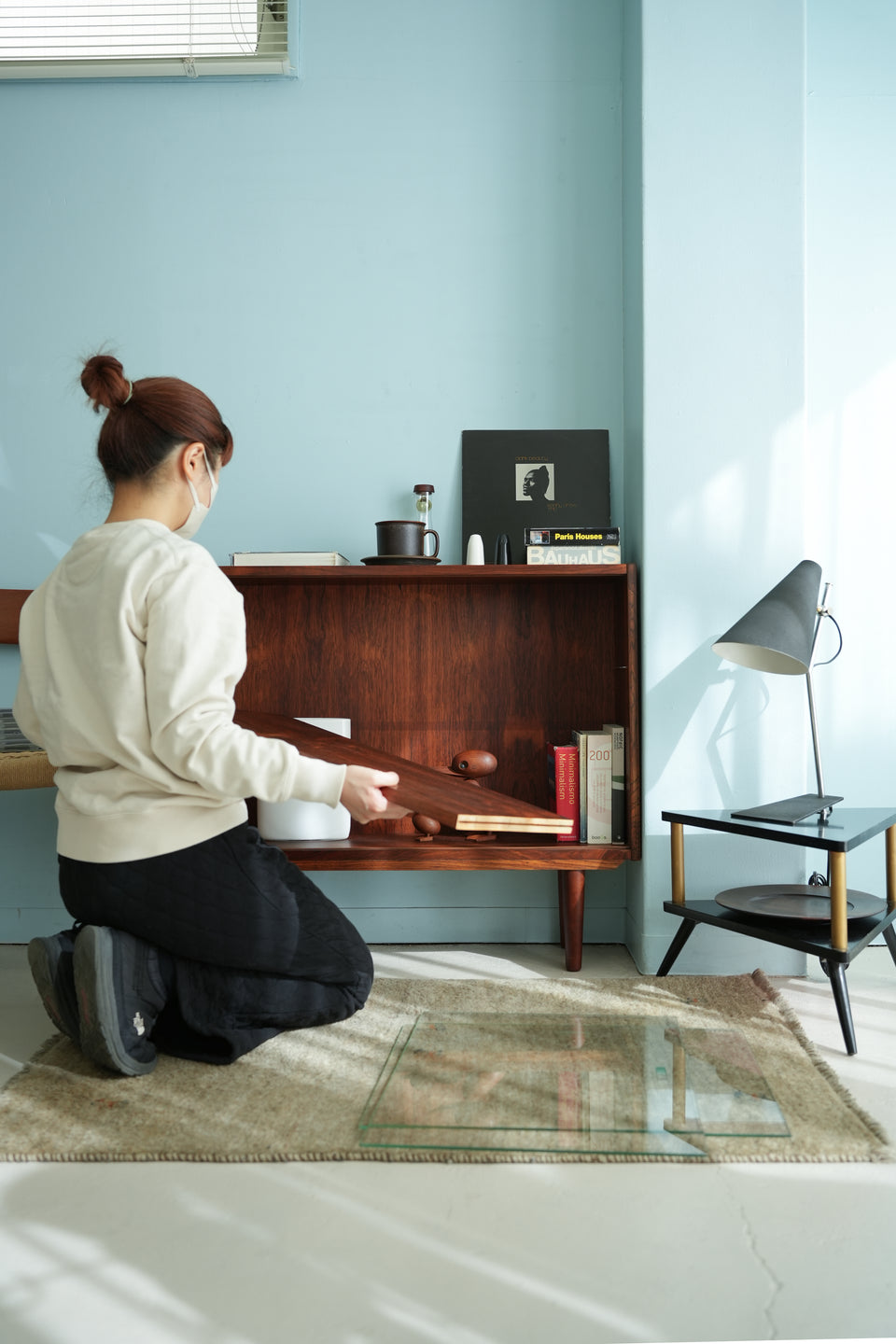 Rosewood Glass Cabinet Shelf Danish Vintage/デンマークヴィンテージ ガラスキャビネット シェルフ ローズウッド 北欧家具