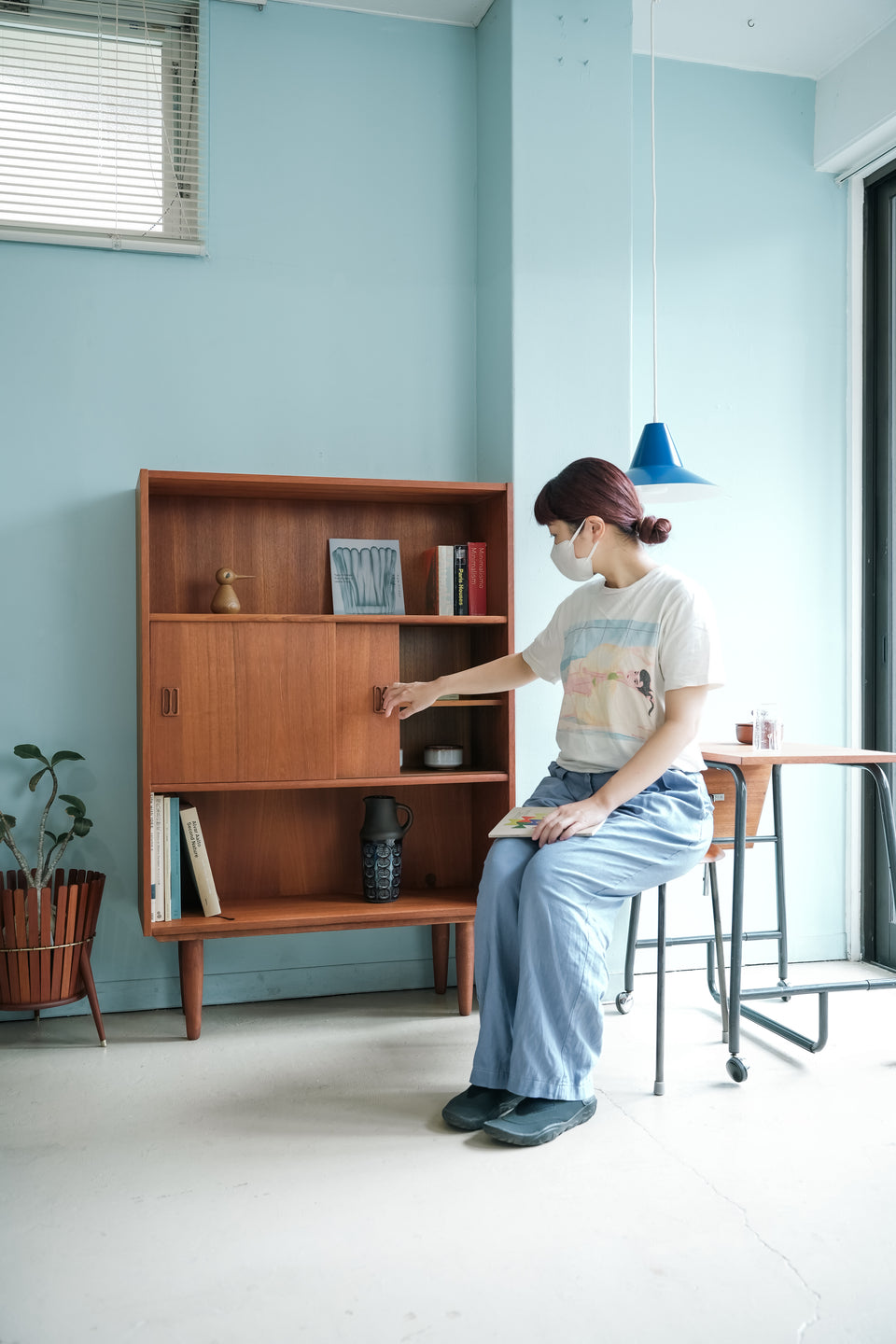 Bookcase Teak with Door Danish Vintage/デンマークヴィンテージ ブックケース シェルフ 本棚 チーク材