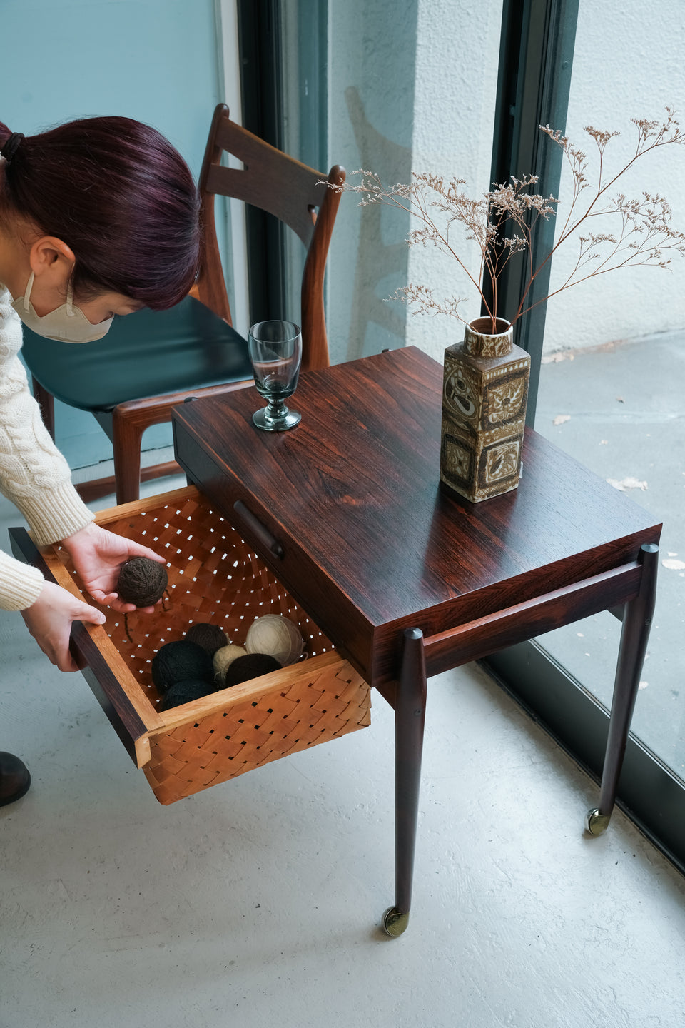 Danish Vintage Sewing Wagon Rosewood/デンマークヴィンテージ ソーイングワゴン サイドテーブル ローズウッド 北欧家具
