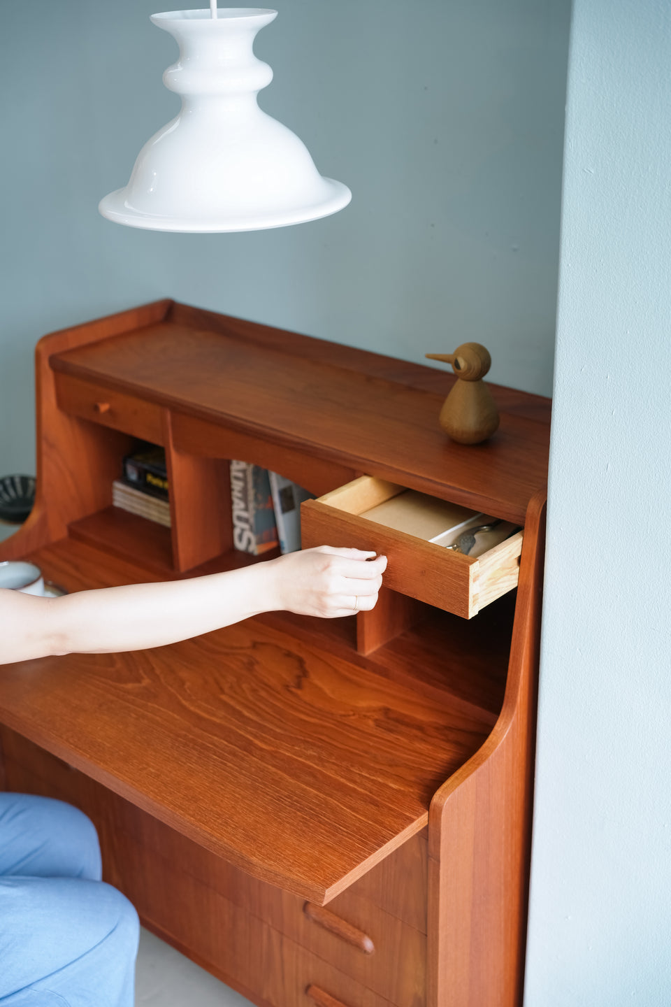 Danish Vintage Writing Bureau with Mirror Teak/デンマークヴィンテージ ライティングビューロー ミラー付き チーク材
