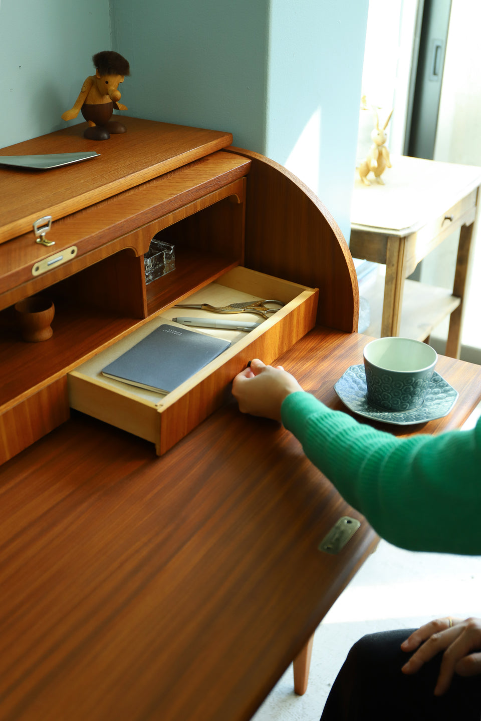 Swedish Vintage Rolltop Writing Bureau Egon Ostergaard/スウェーデンヴィンテージ ロールトップ ライティングビューロー 北欧家具