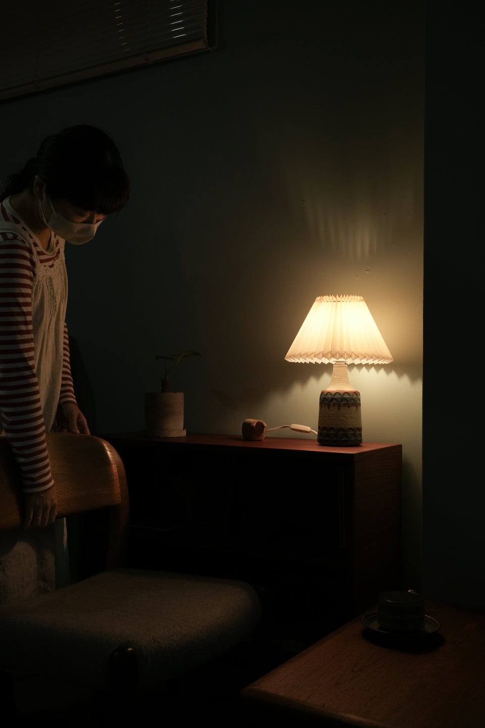 Soholm Table Lamp Beige&Blue Danish Vintage/デンマークヴィンテージ スーホルム テーブルランプ